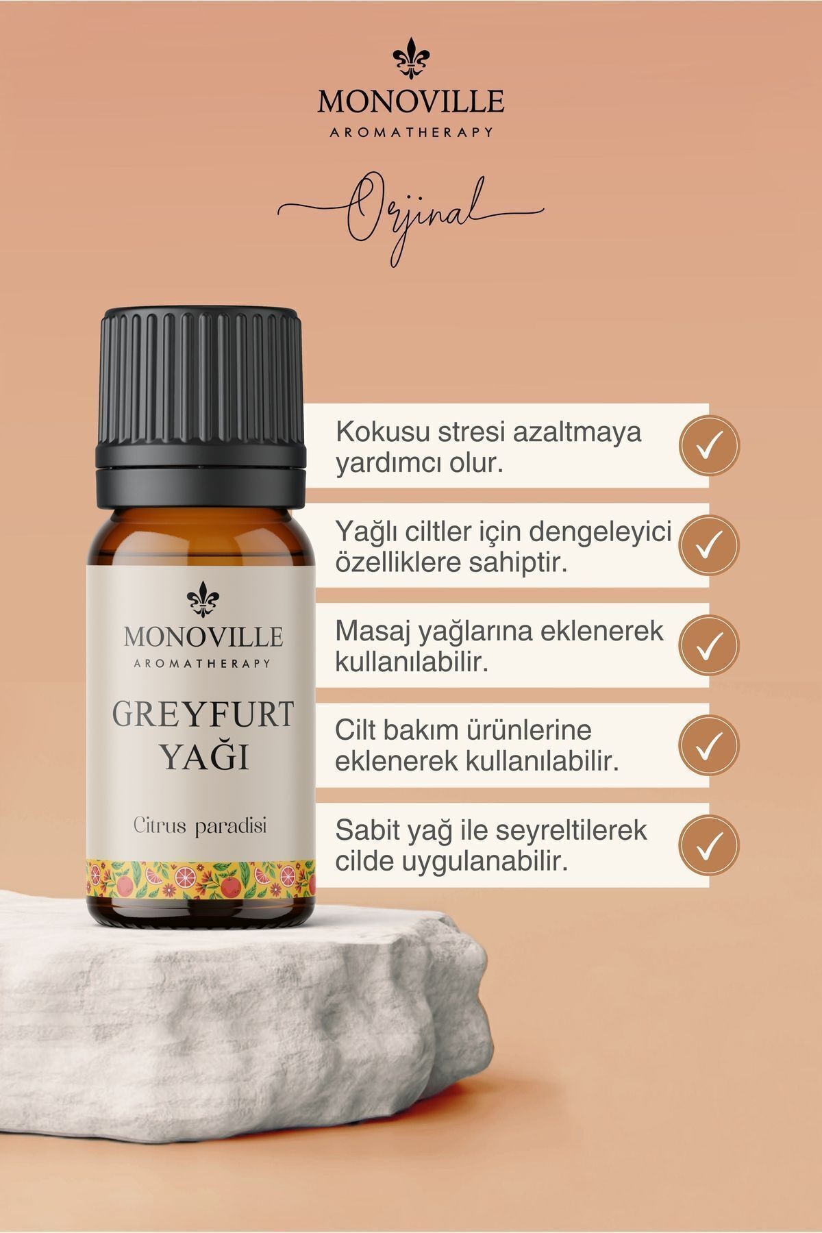 Limon Yağı 10 ml, Portakal Yağı 10 ml, Greyfurt Yağı 10 ml 3'lü Set %100 Saf ve Doğal 3x10 ml