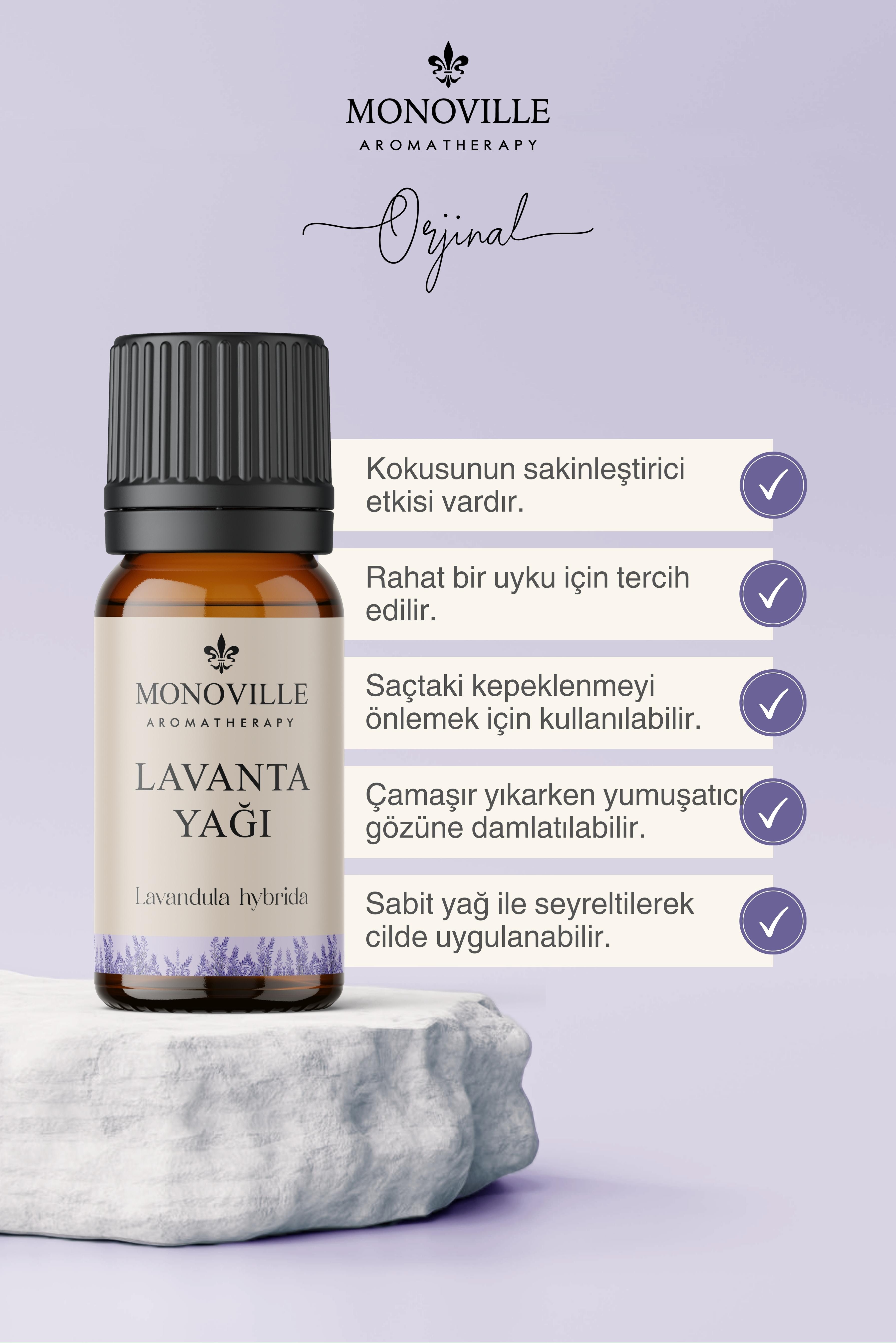 Monoville Lavanta Uçucu Yağı 10 ml %100 Saf ve Doğal ( Lavender Essential Oil )