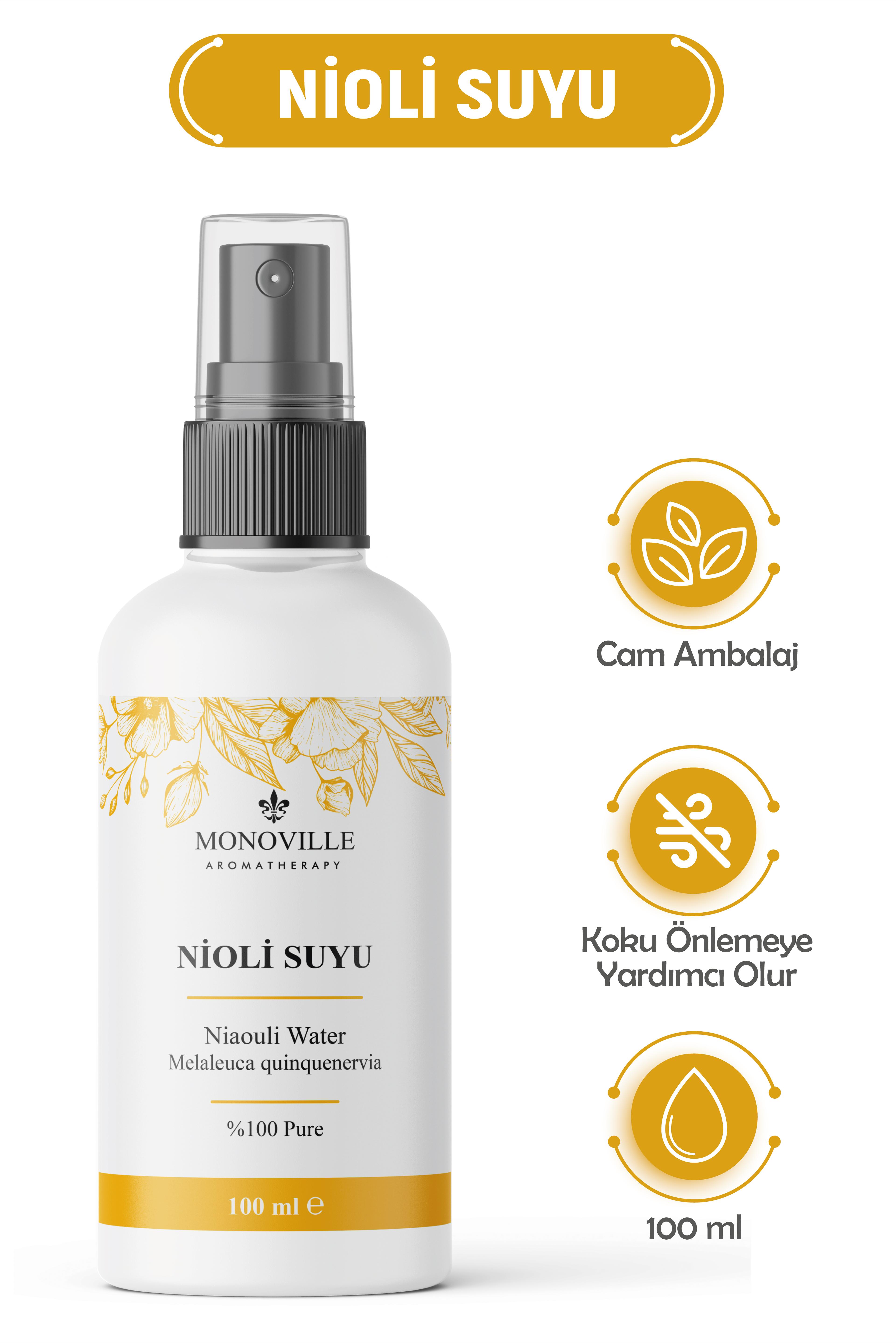 Monoville Nioli Suyu 100 ml Cam Şişe %100 Saf ve Doğal (Niaouli Water)