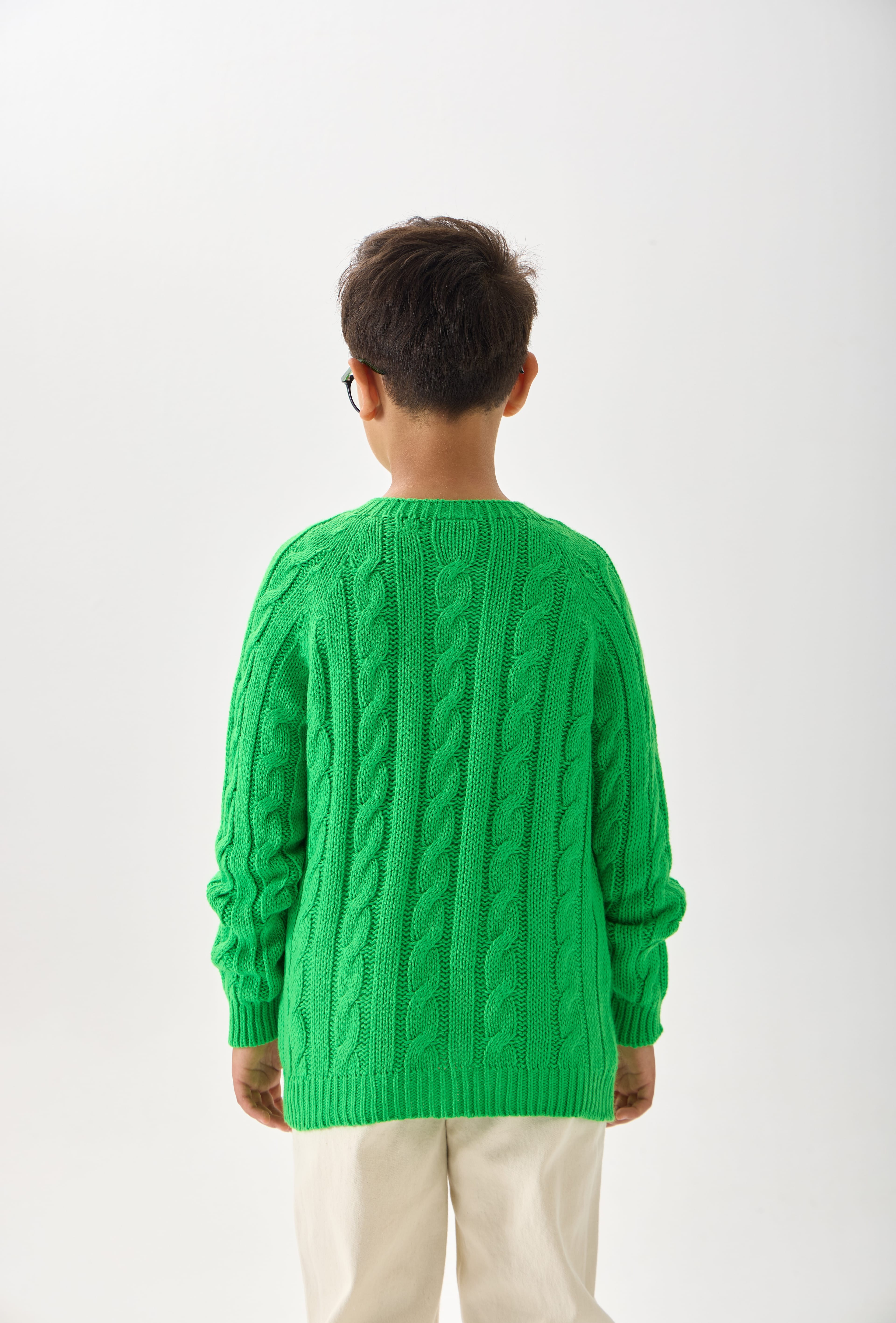 Unisex Çocuk Triko Kazak - Rahat Kesim ve Günlük Kullanıma Uygun Tasarım - Yeşil