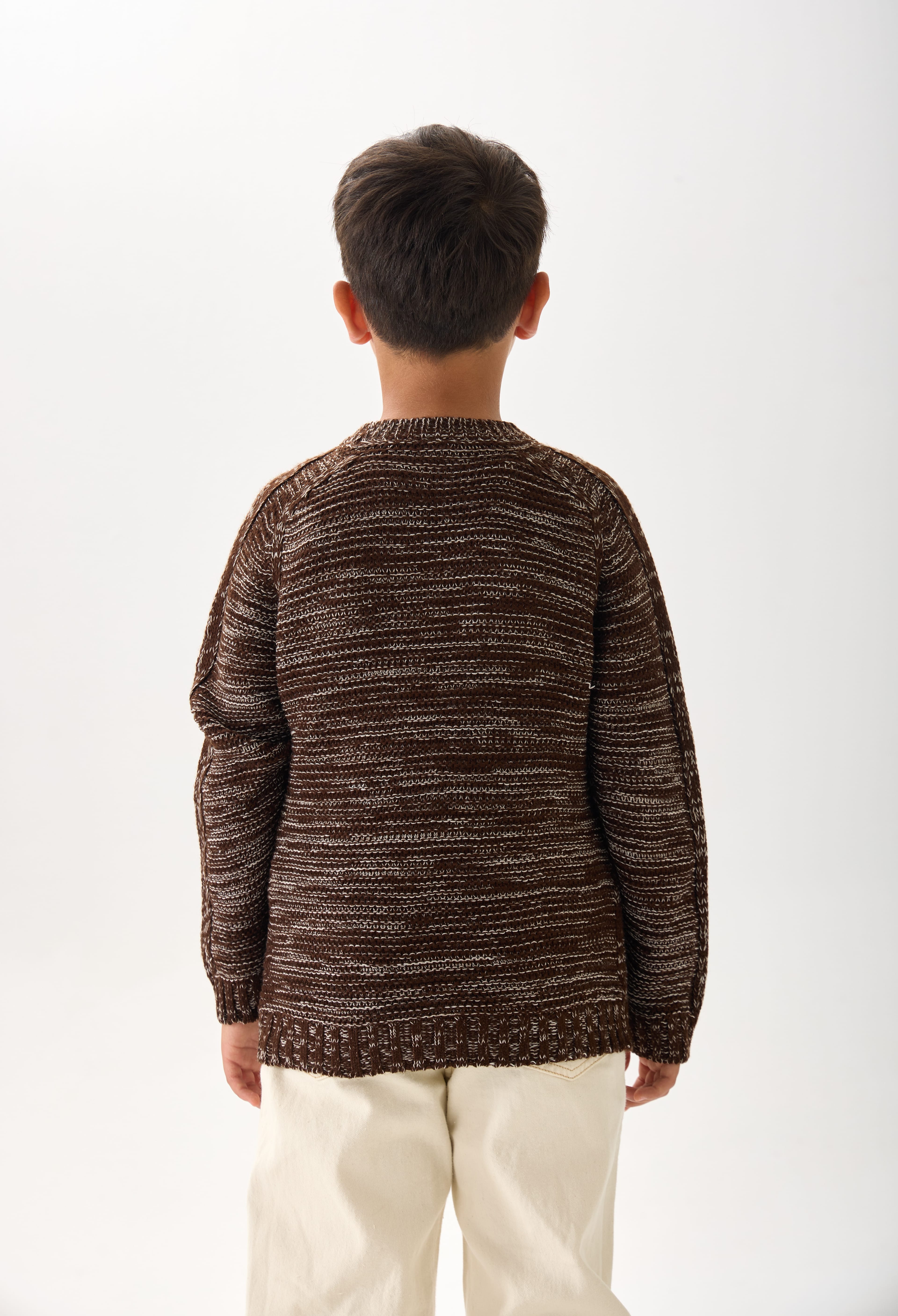 Erkek Çocuk Triko Kazak – Bisiklet Yaka ve Uzun Kollu Günlük Model - Coconut