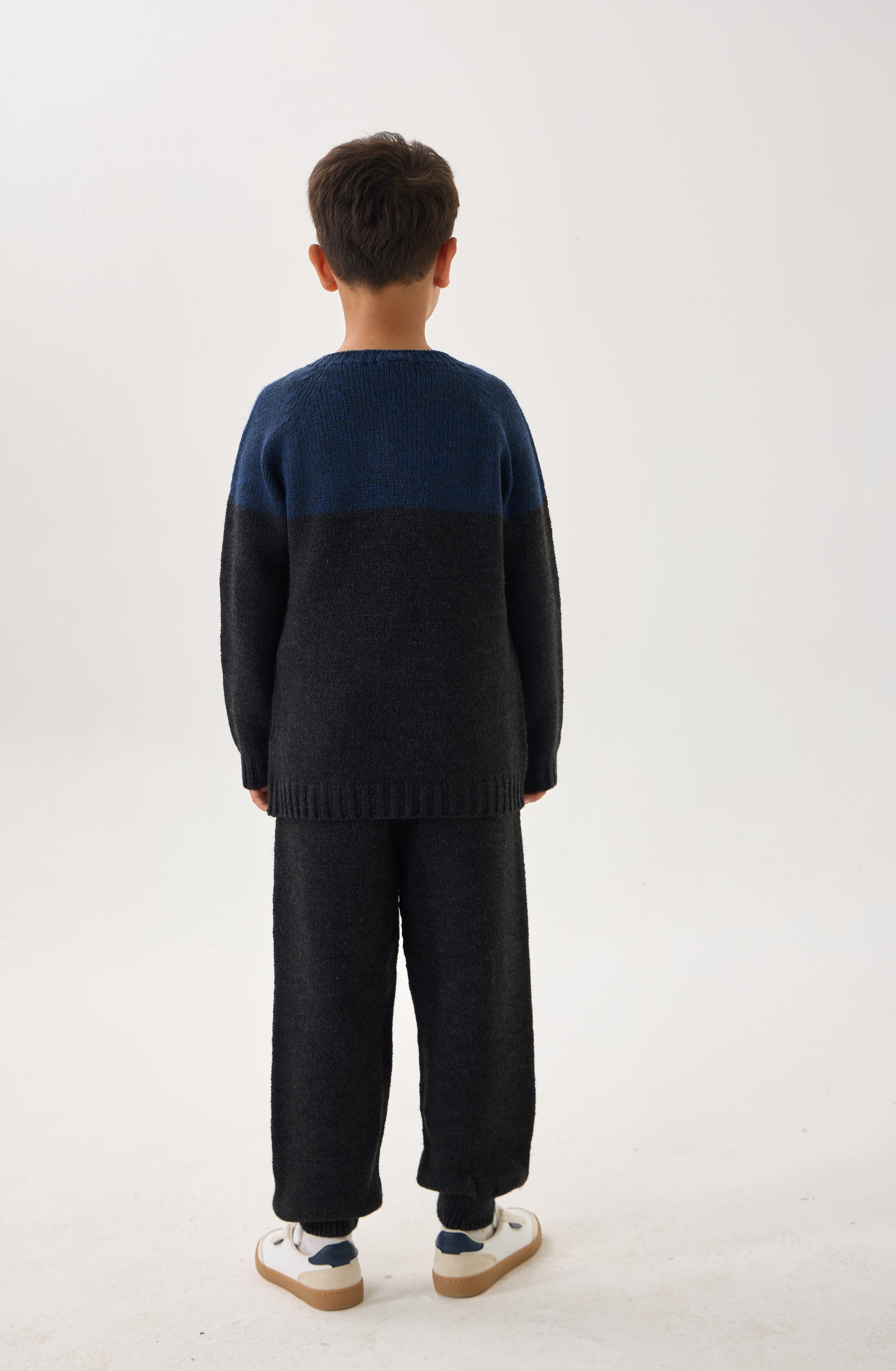  Unisex Çocuk Triko Takım – Kazak ve Alt / İkili Set / Rahat Kalıp - Antrasit