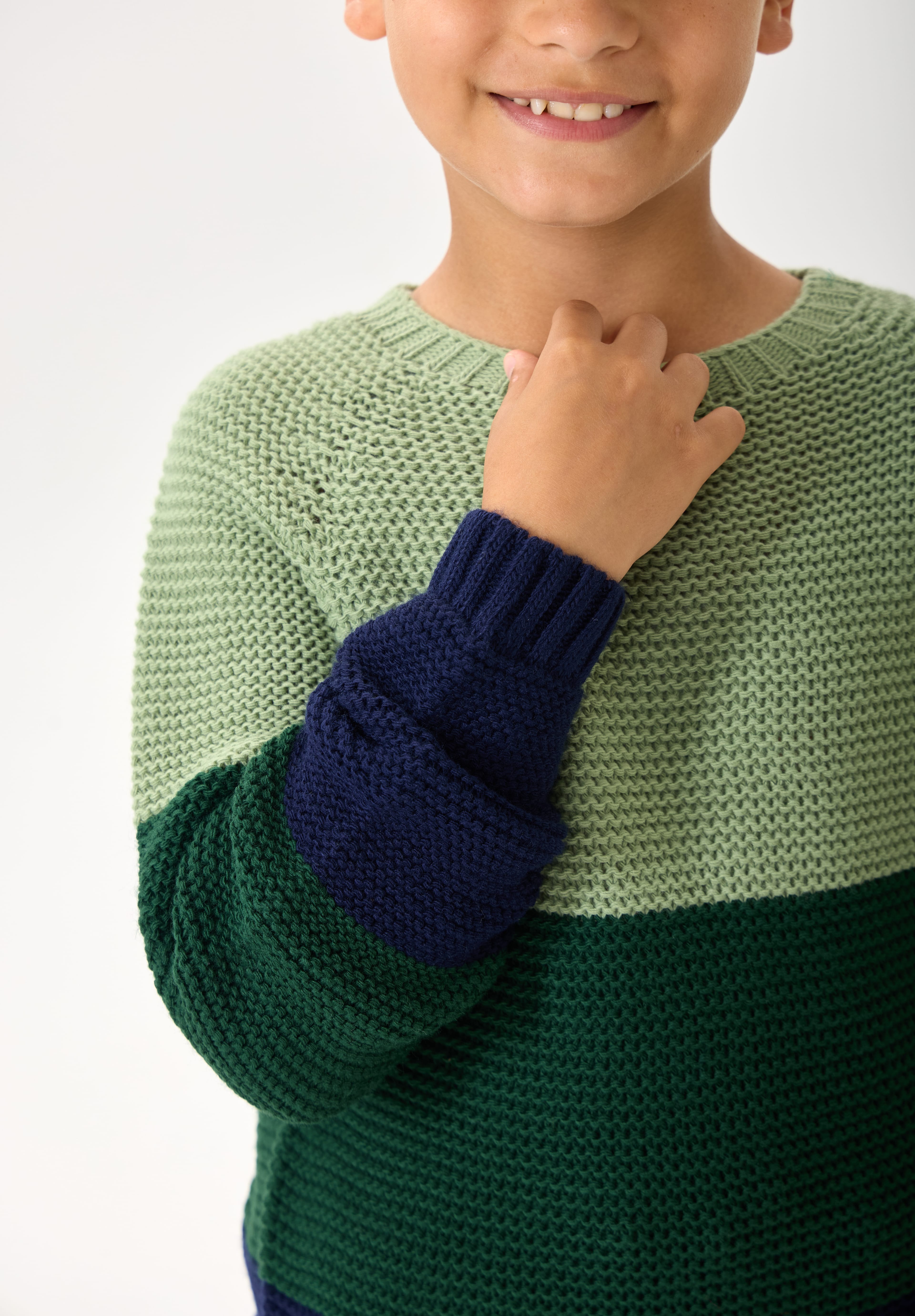 Unisex Çocuk Triko Kazak – 3 Renkli / Bisiklet Yaka / Uzun Kollu - Lacivert