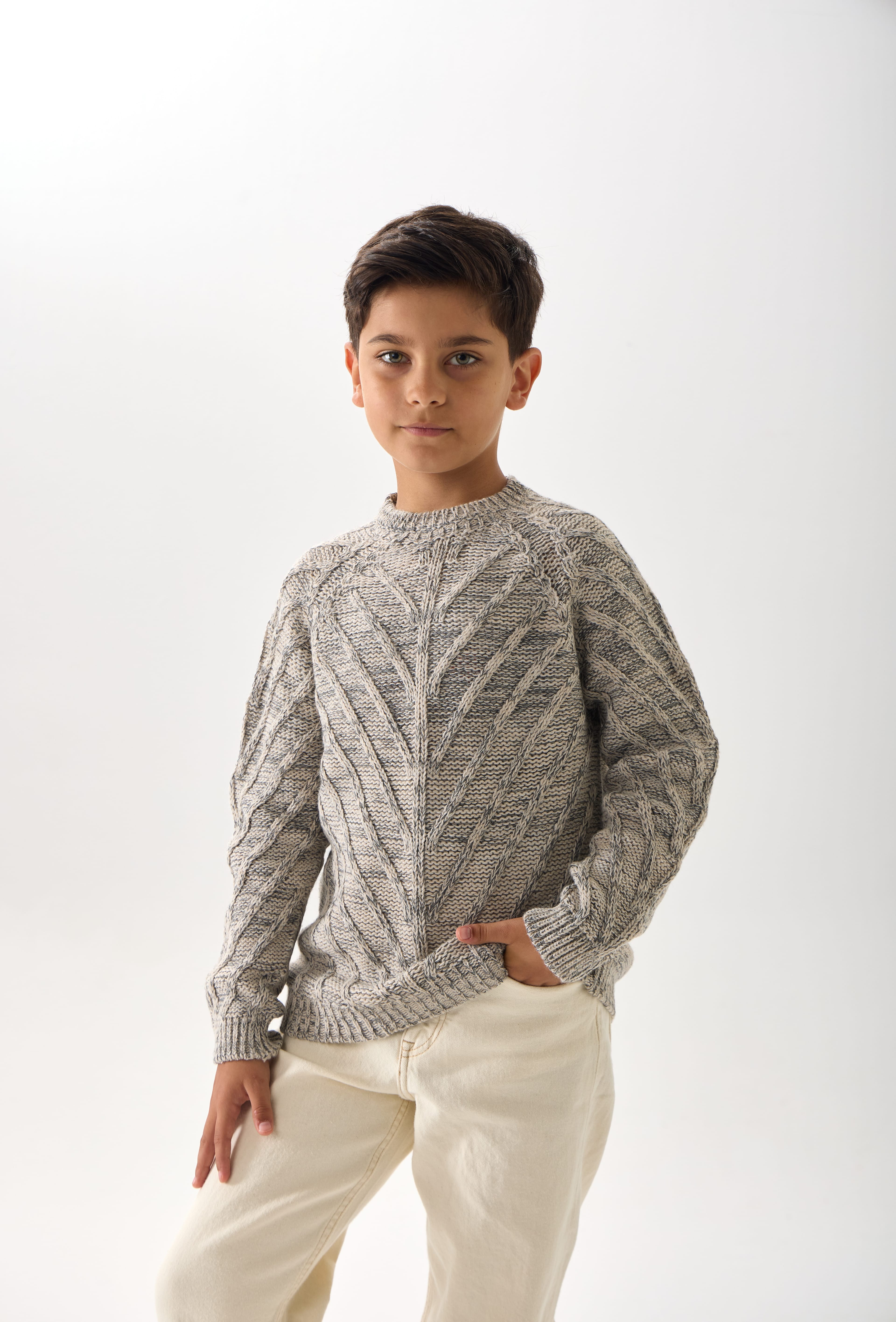 Erkek Çocuk Triko Kazak - Uzun Kollu ve Rahat Kesim Model - Antrasit