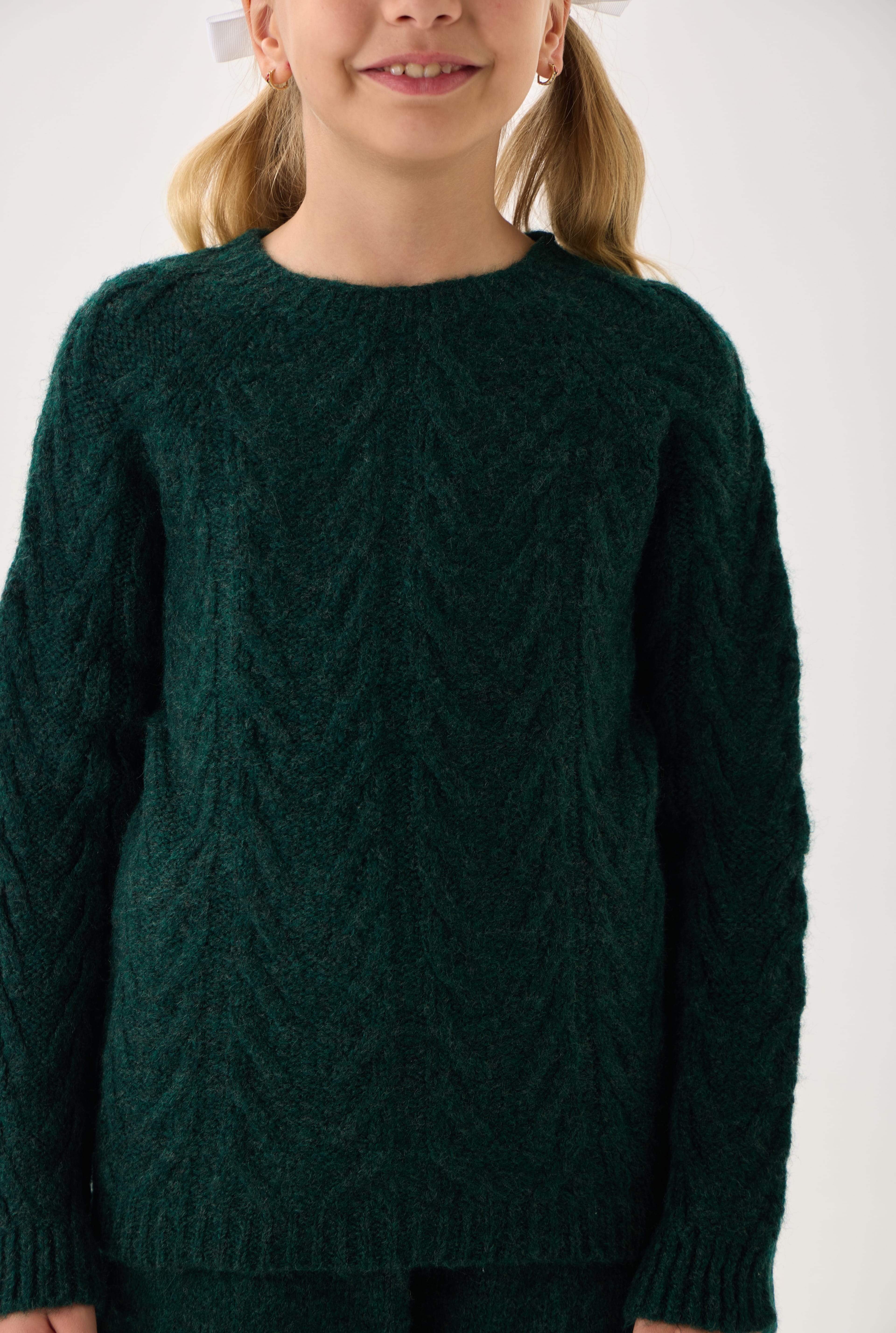  Unisex Çocuk İkili Takım – Triko Kazak ve Alt / Rahat Kalıp - Yeşil