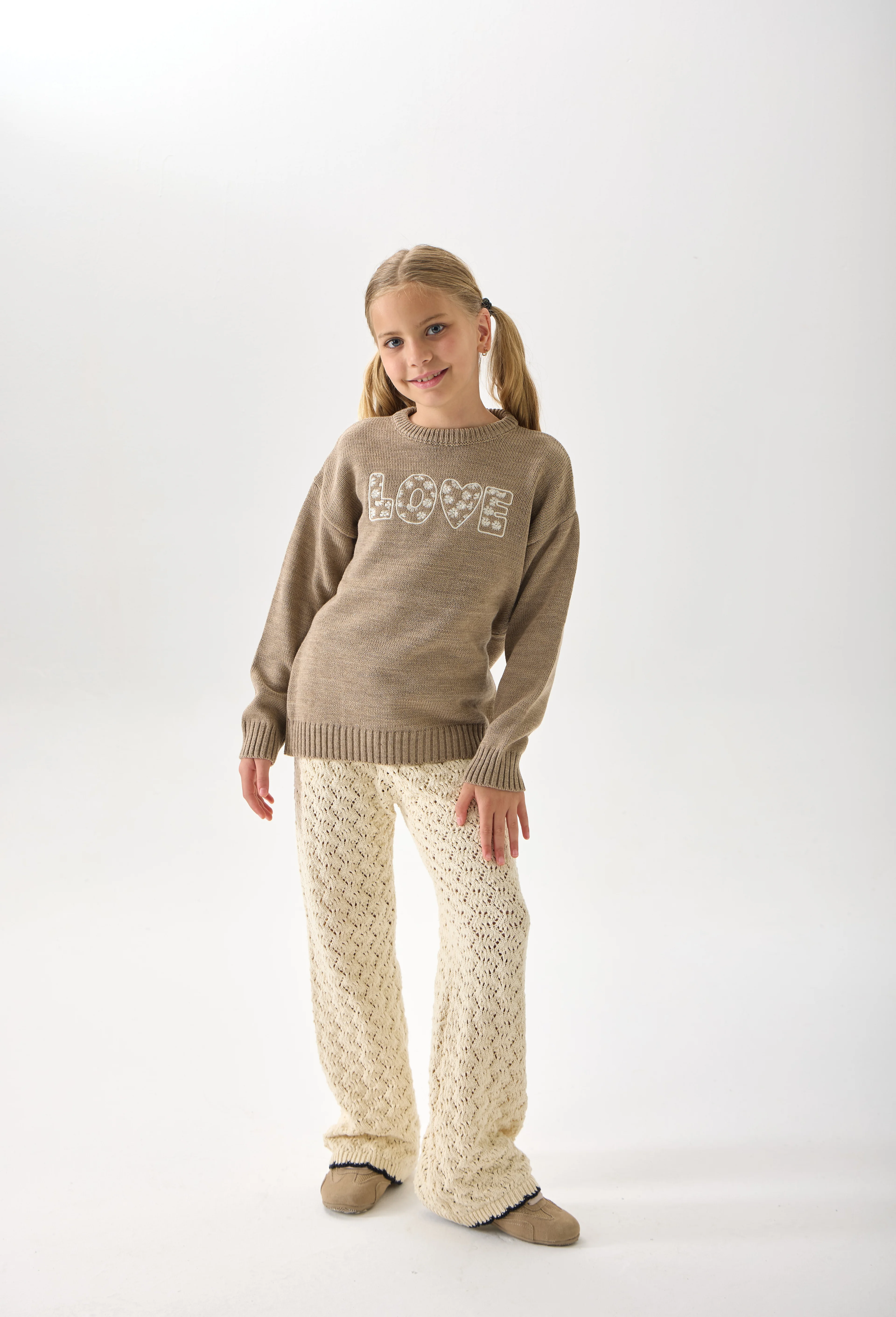 Kız Çocuk Nakışlı Triko Kazak