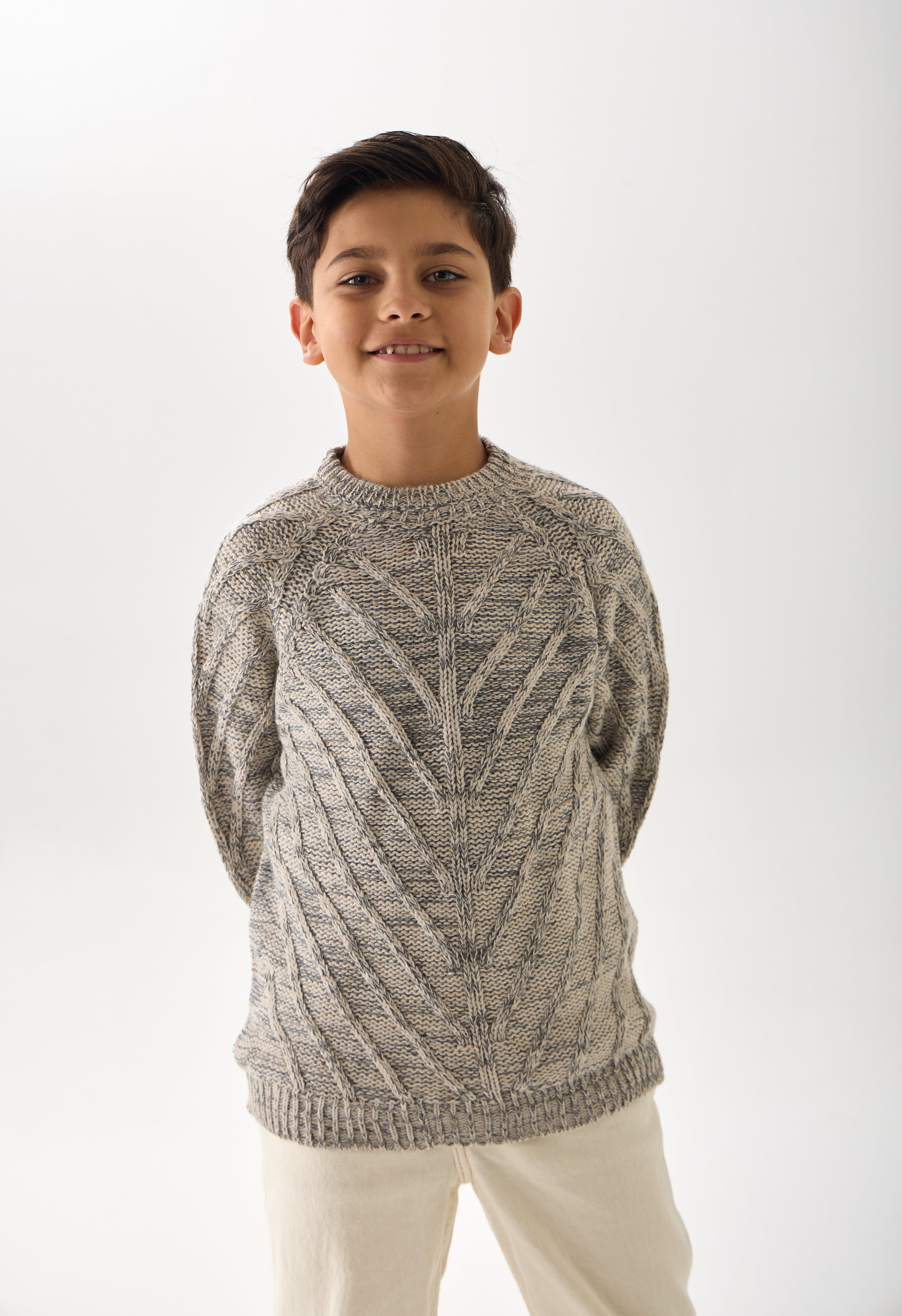 Erkek Çocuk Triko Kazak - Uzun Kollu ve Rahat Kesim Model - Antrasit