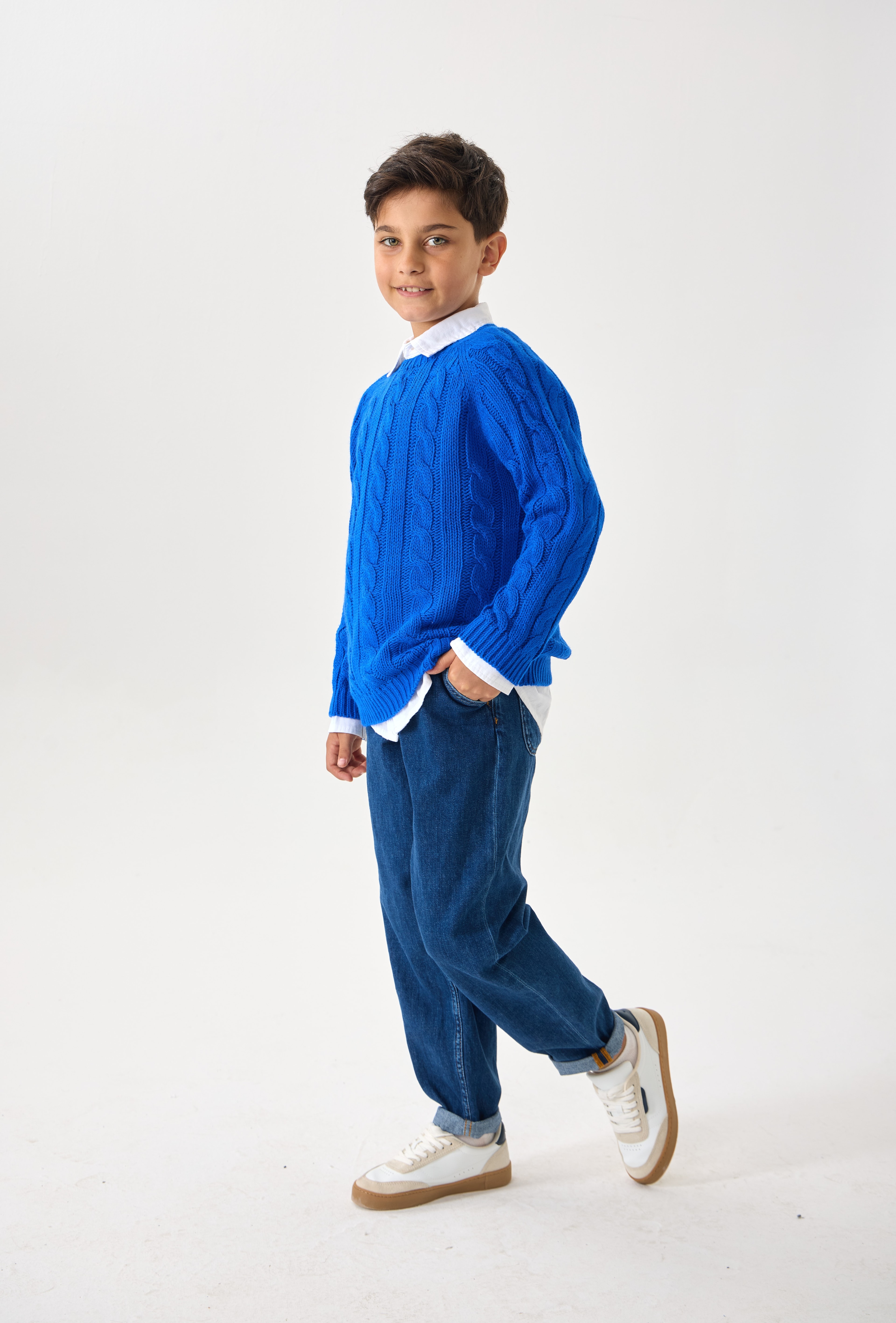 Unisex Çocuk Triko Kazak - Rahat Kesim ve Günlük Kullanıma Uygun Tasarım - Sax