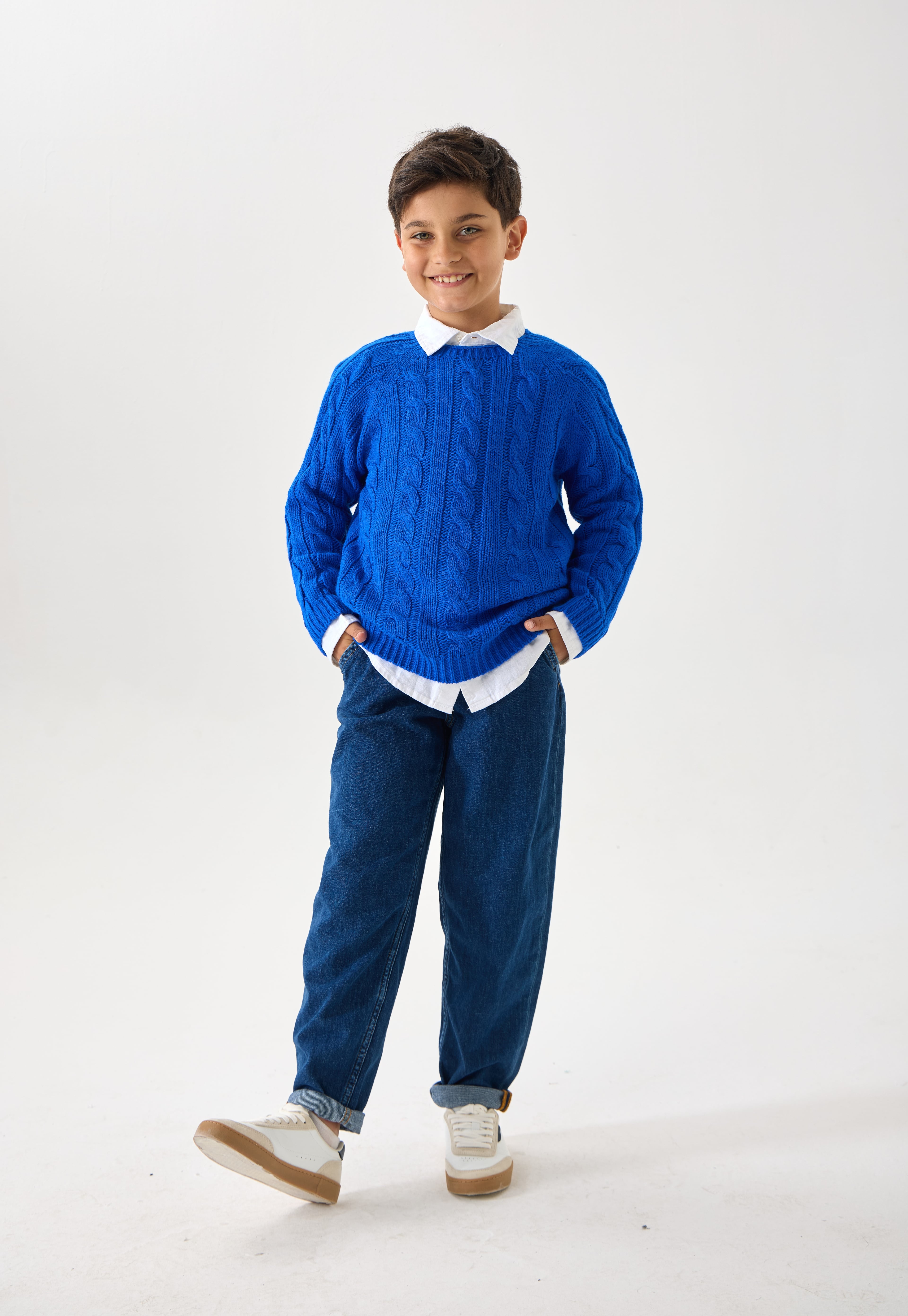 Unisex Çocuk Triko Kazak - Rahat Kesim ve Günlük Kullanıma Uygun Tasarım - Sax