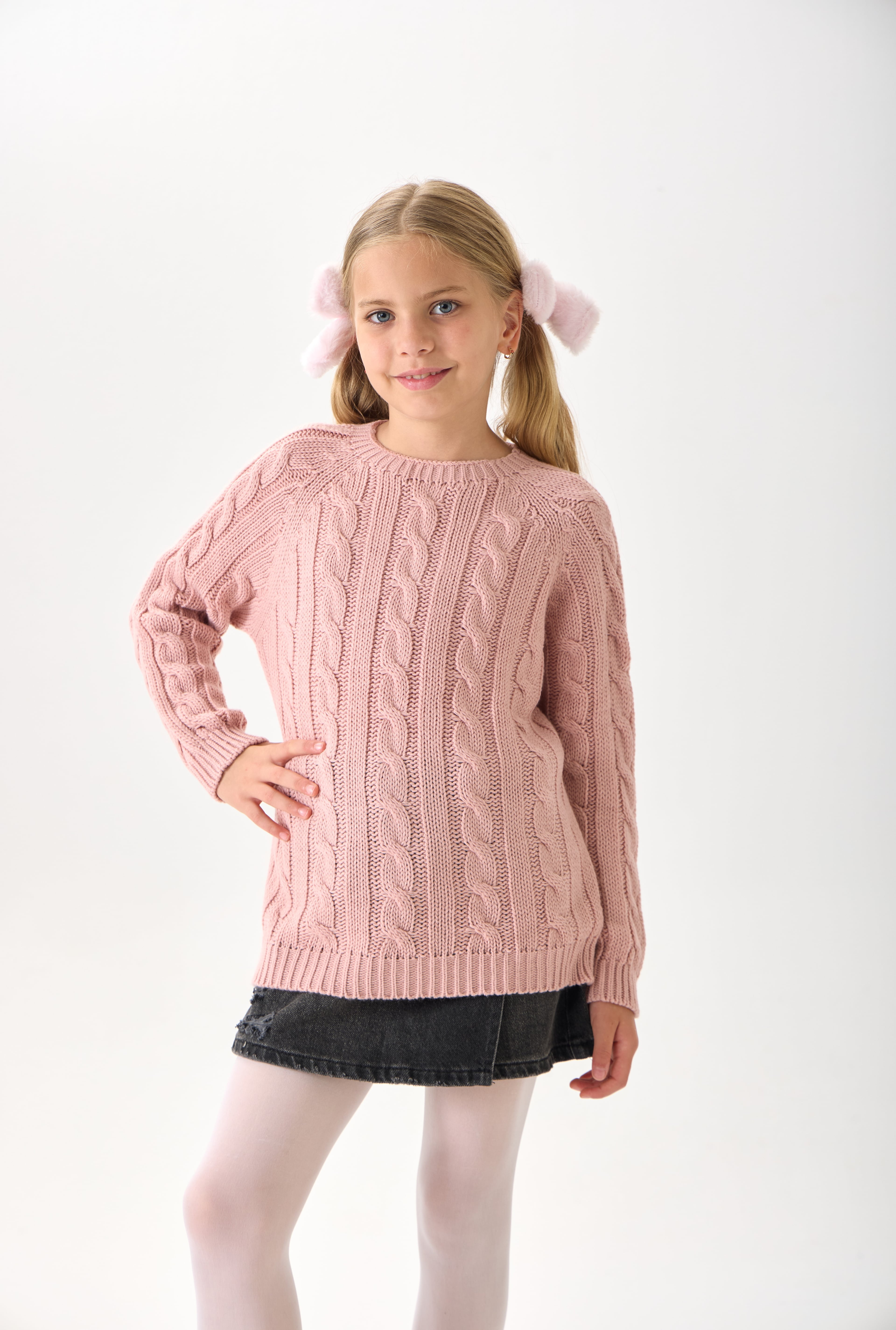 Unisex Çocuk Triko Kazak - Rahat Kesim ve Günlük Kullanıma Uygun Tasarım - Pembe