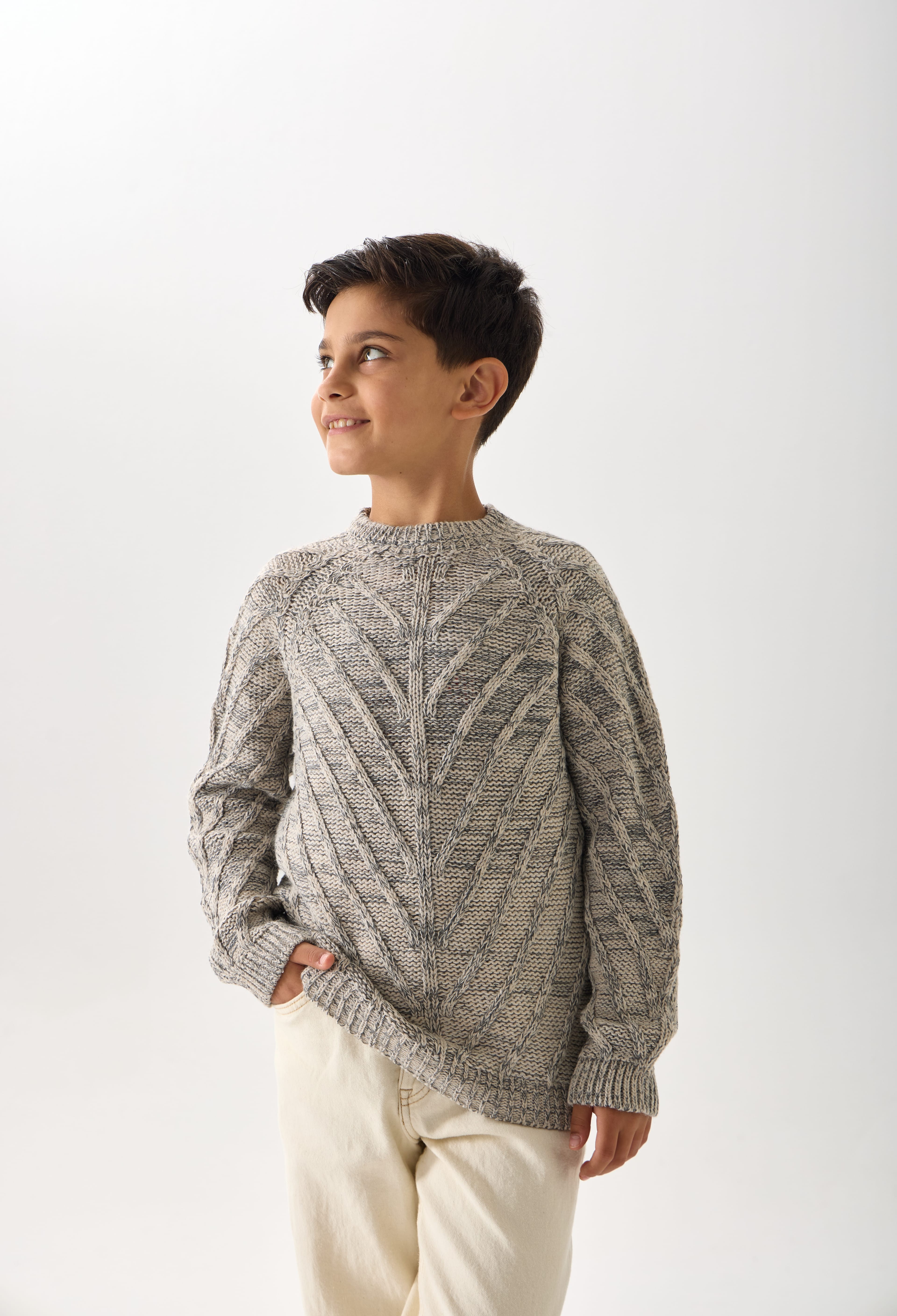 Erkek Çocuk Triko Kazak - Uzun Kollu ve Rahat Kesim Model - Antrasit