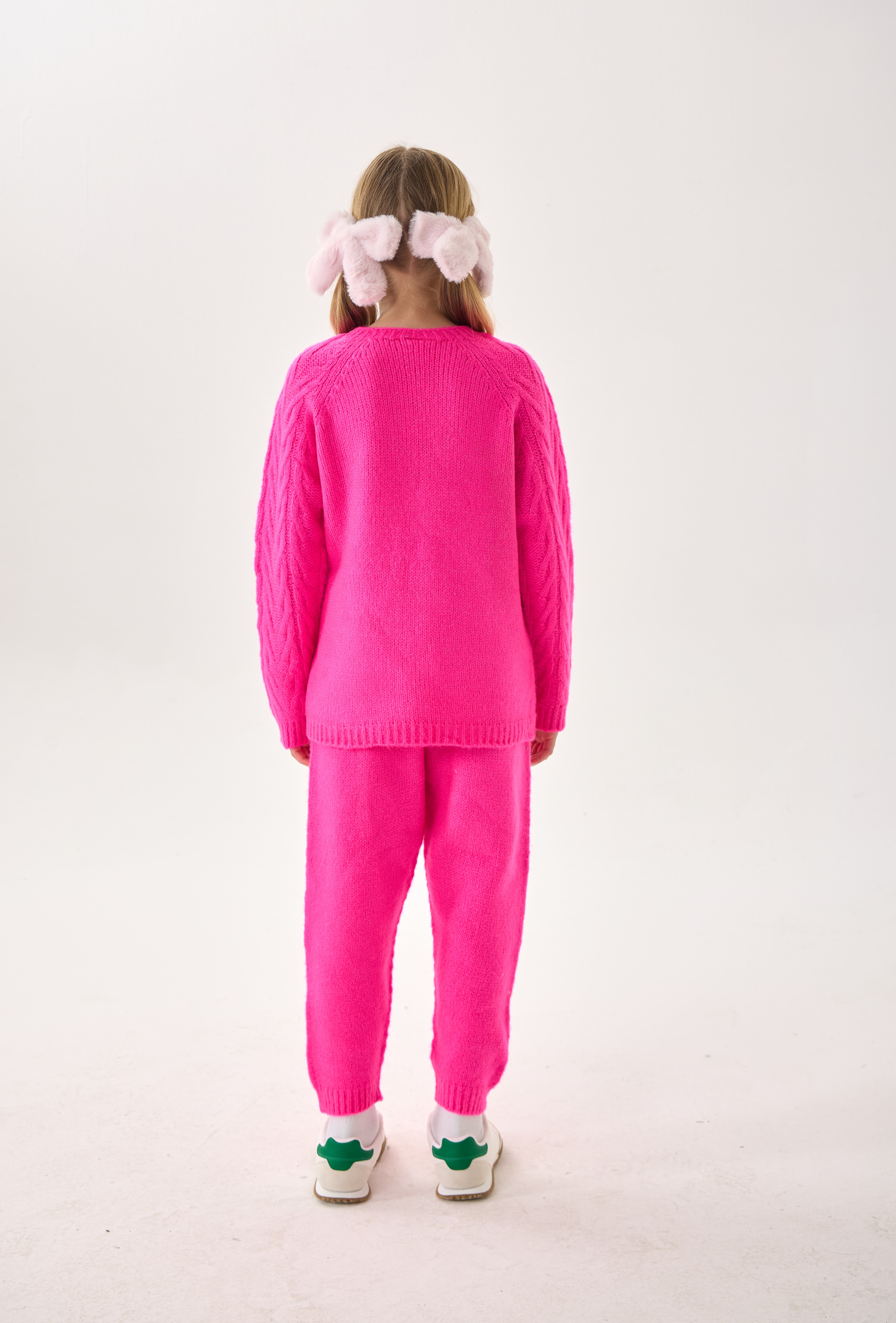  Unisex Çocuk İkili Takım – Triko Kazak ve Alt / Rahat Kalıp - Pembe