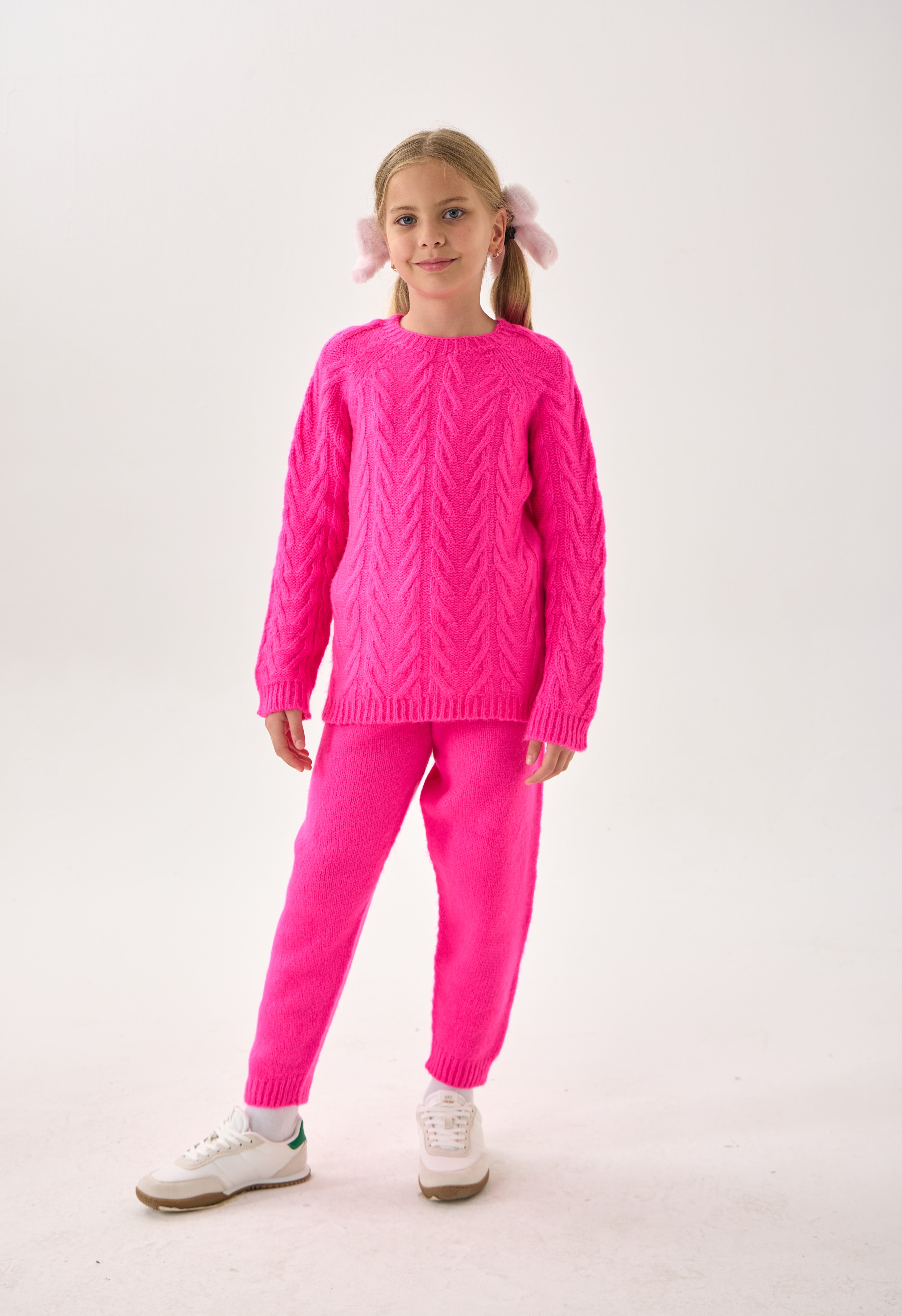  Unisex Çocuk İkili Takım – Triko Kazak ve Alt / Rahat Kalıp - Pembe