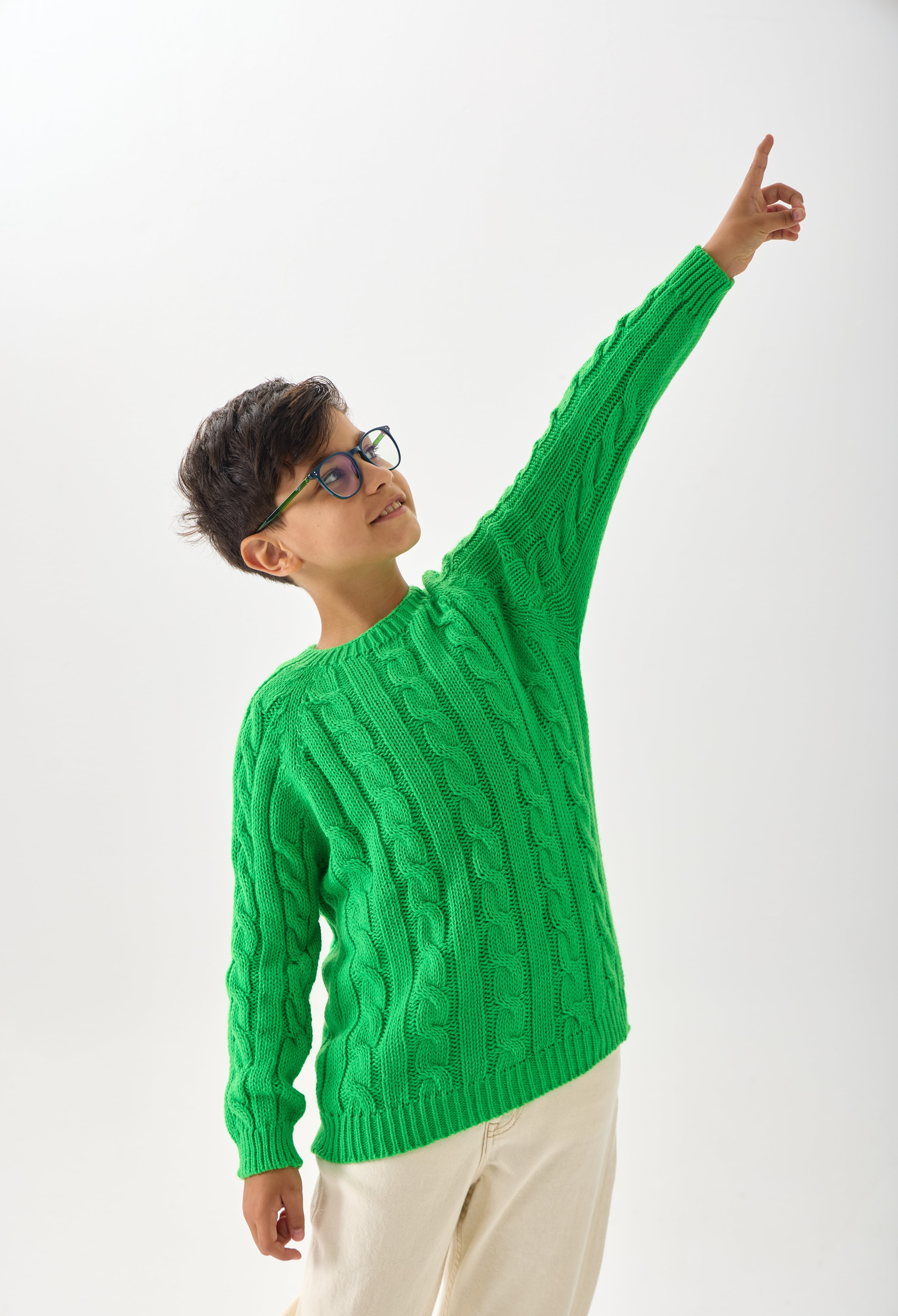 Unisex Çocuk Triko Kazak - Rahat Kesim ve Günlük Kullanıma Uygun Tasarım - Yeşil