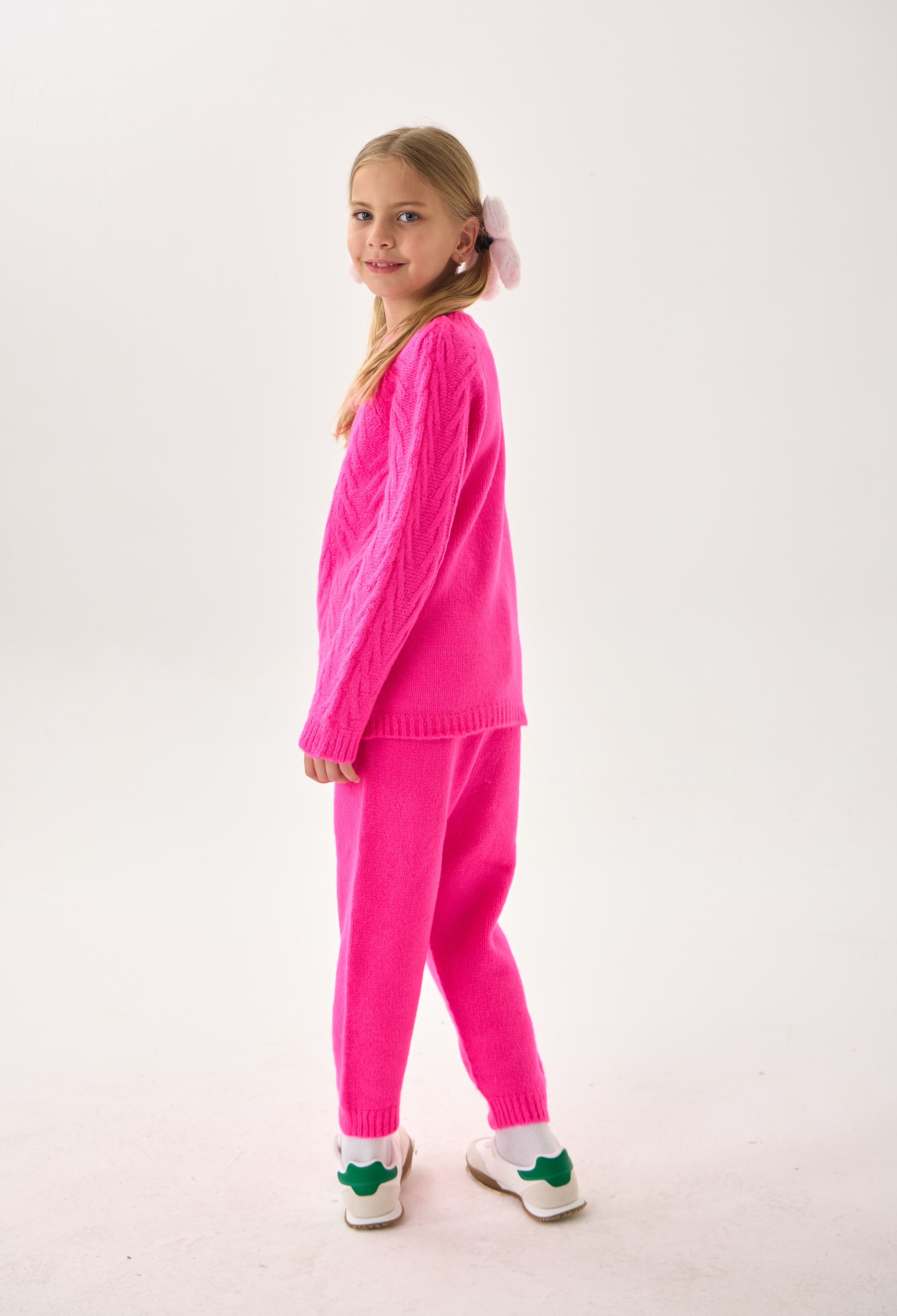  Unisex Çocuk İkili Takım – Triko Kazak ve Alt / Rahat Kalıp - Pembe