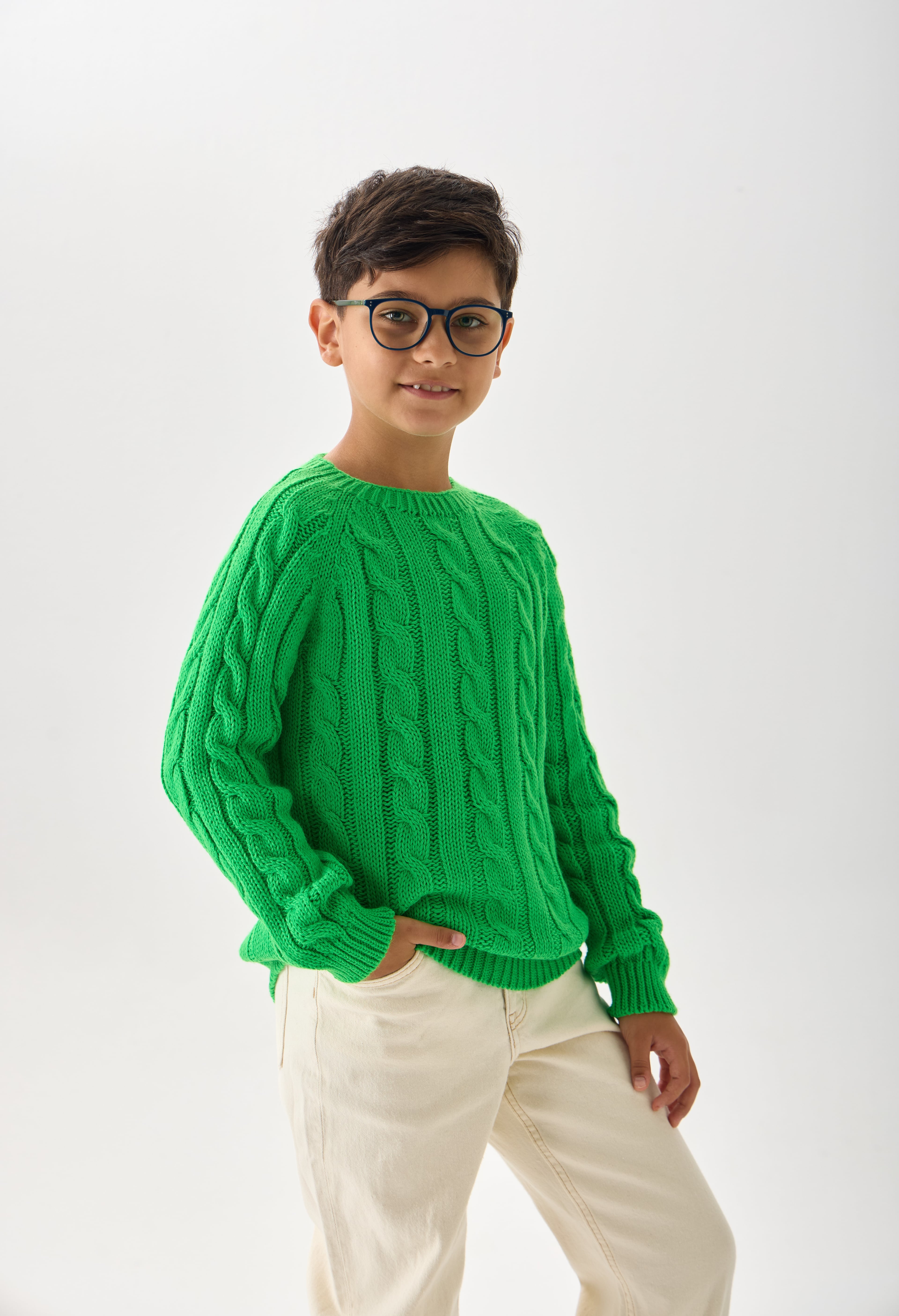 Unisex Çocuk Triko Kazak - Rahat Kesim ve Günlük Kullanıma Uygun Tasarım - Yeşil