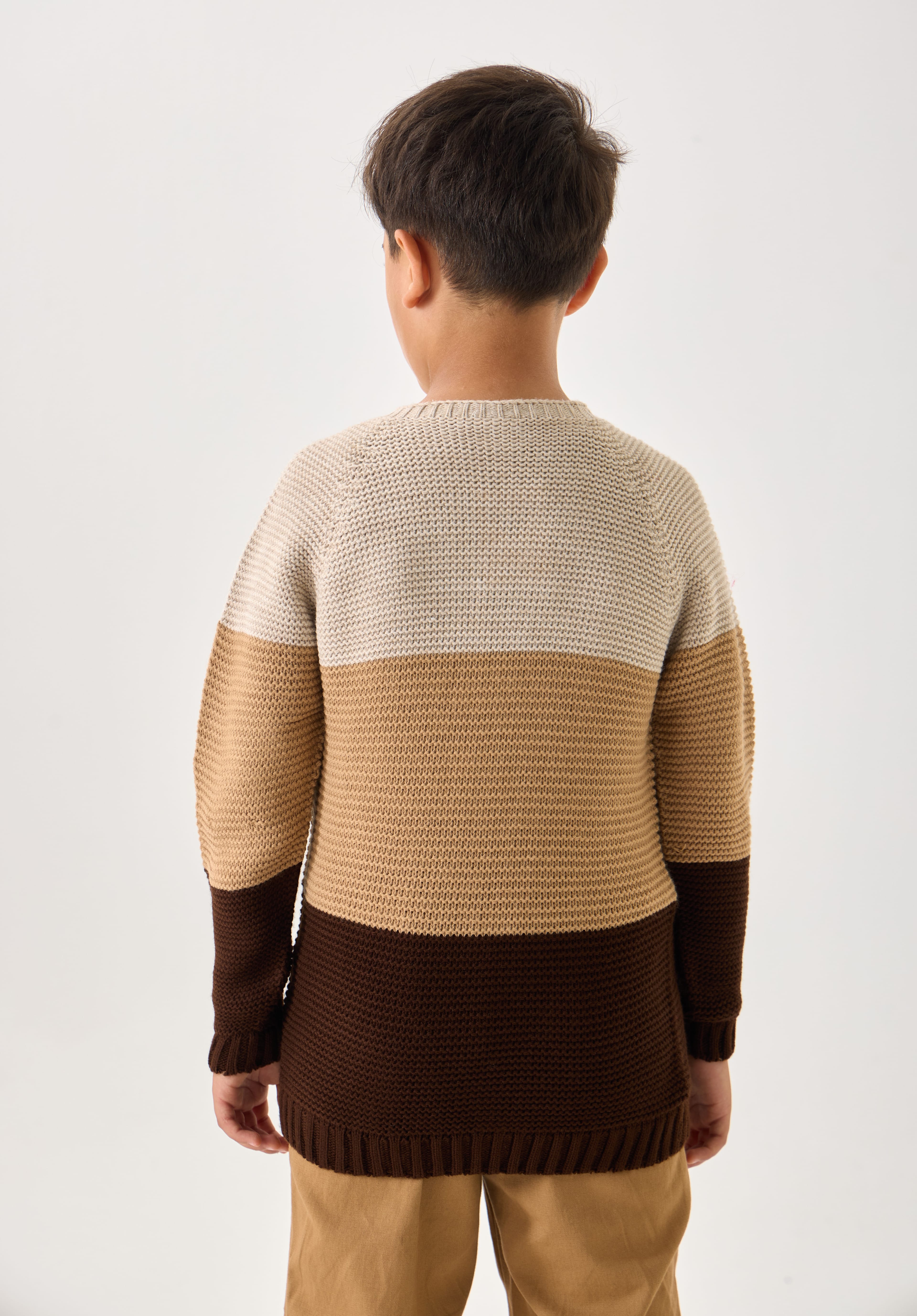 Unisex Çocuk Triko Kazak – 3 Renkli / Bisiklet Yaka / Uzun Kollu - Coconut