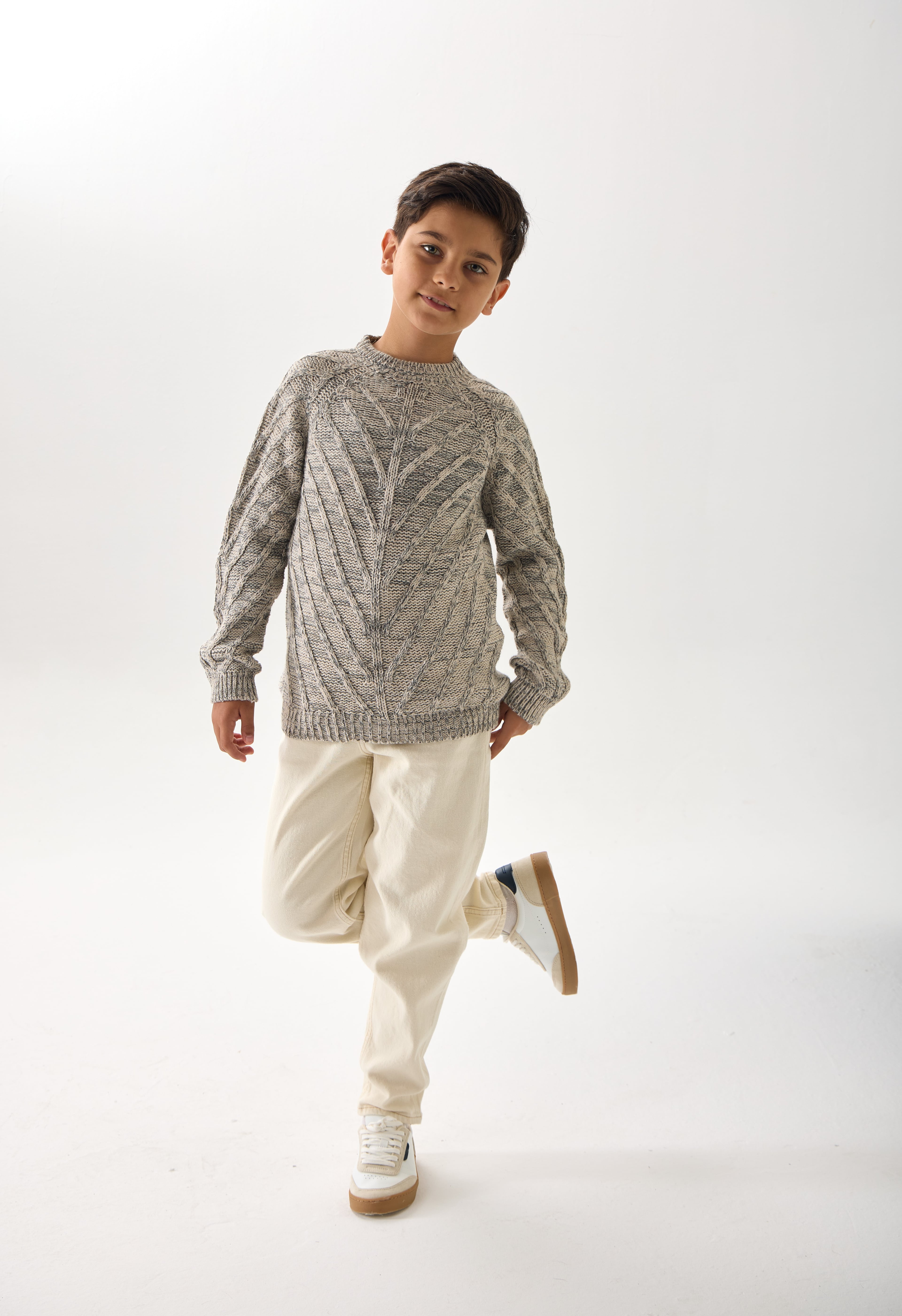 Erkek Çocuk Triko Kazak - Uzun Kollu ve Rahat Kesim Model - Antrasit