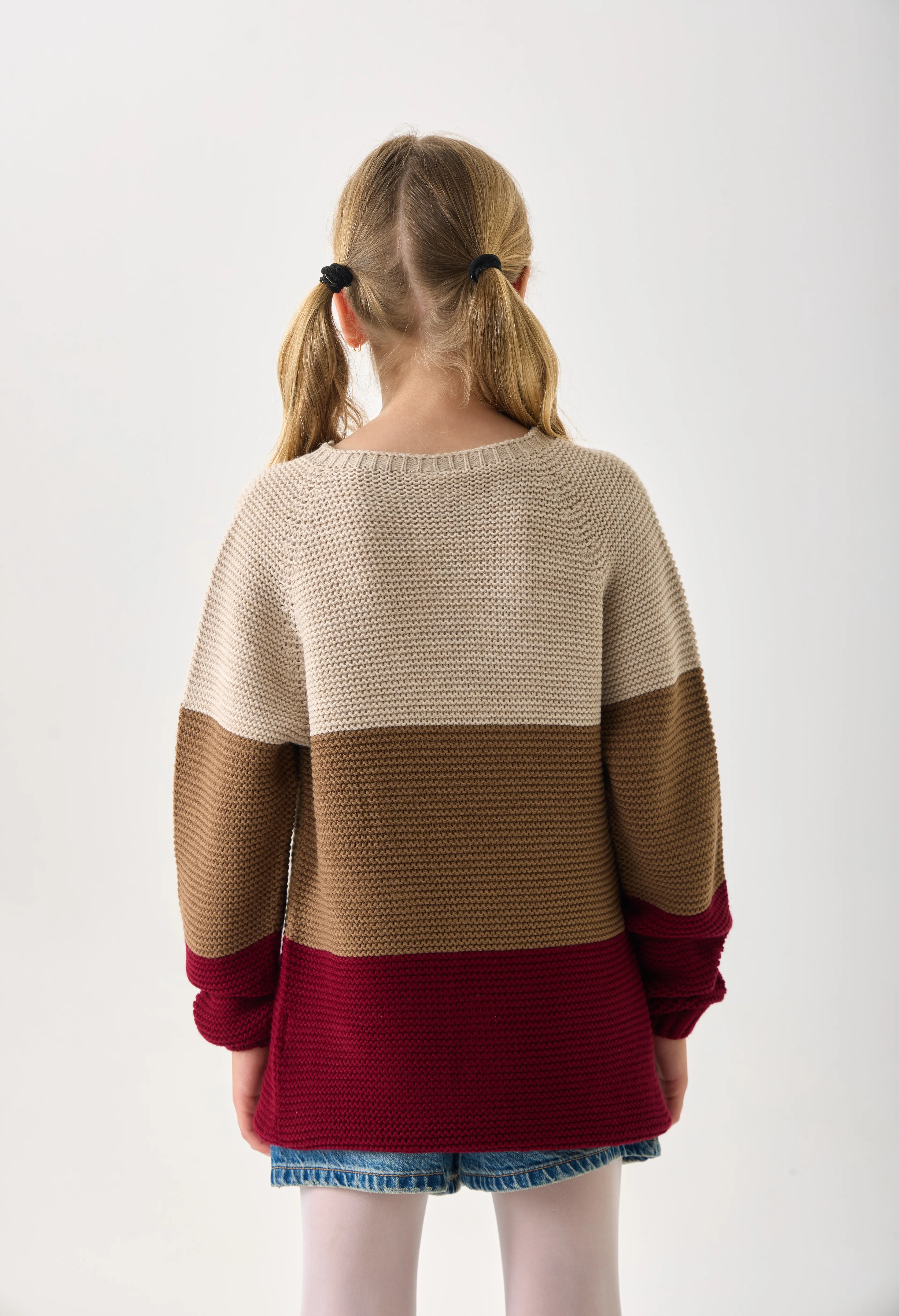 Unisex Çocuk Triko Kazak – 3 Renkli / Bisiklet Yaka / Uzun Kollu - Bordo