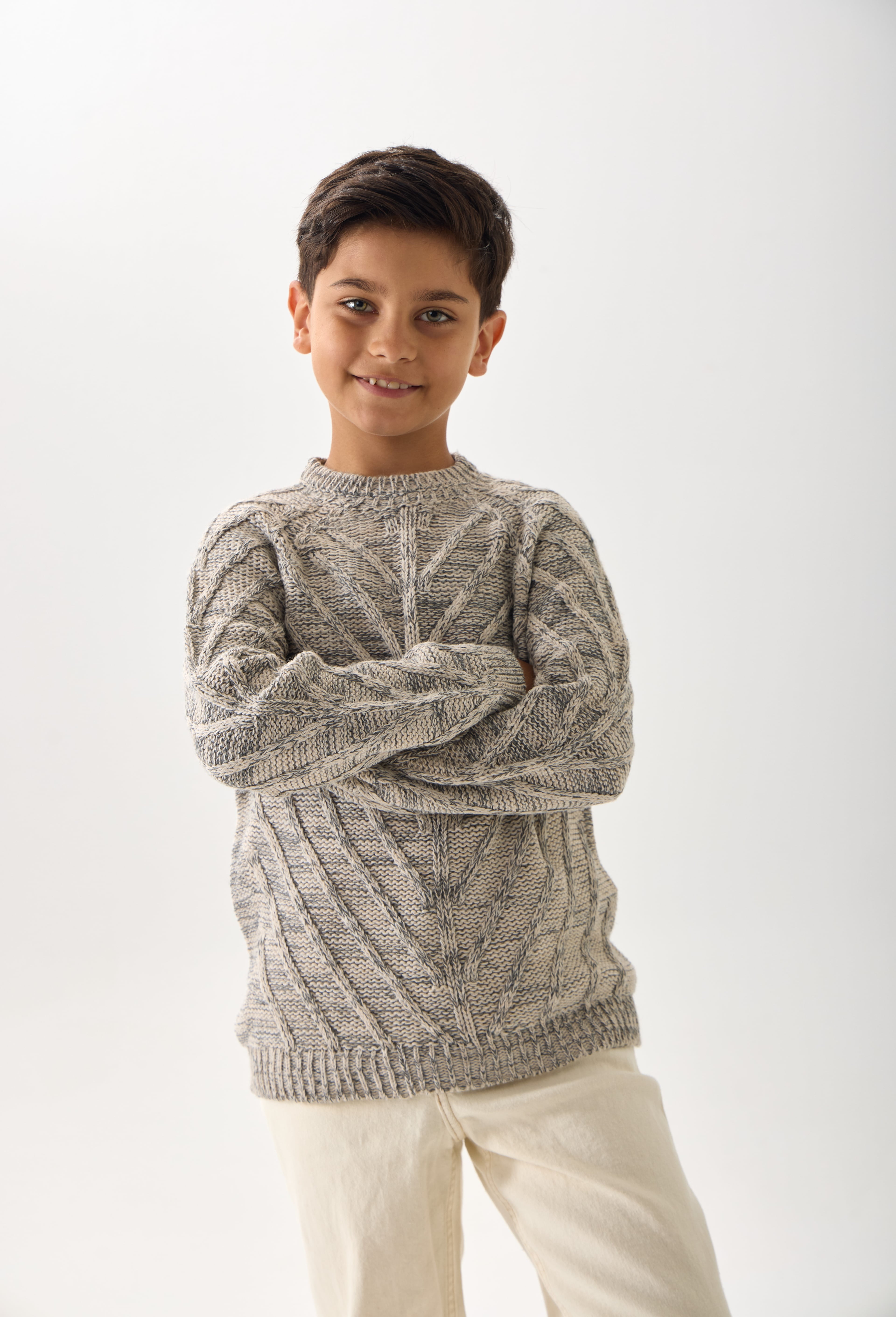 Erkek Çocuk Triko Kazak - Uzun Kollu ve Rahat Kesim Model - Antrasit