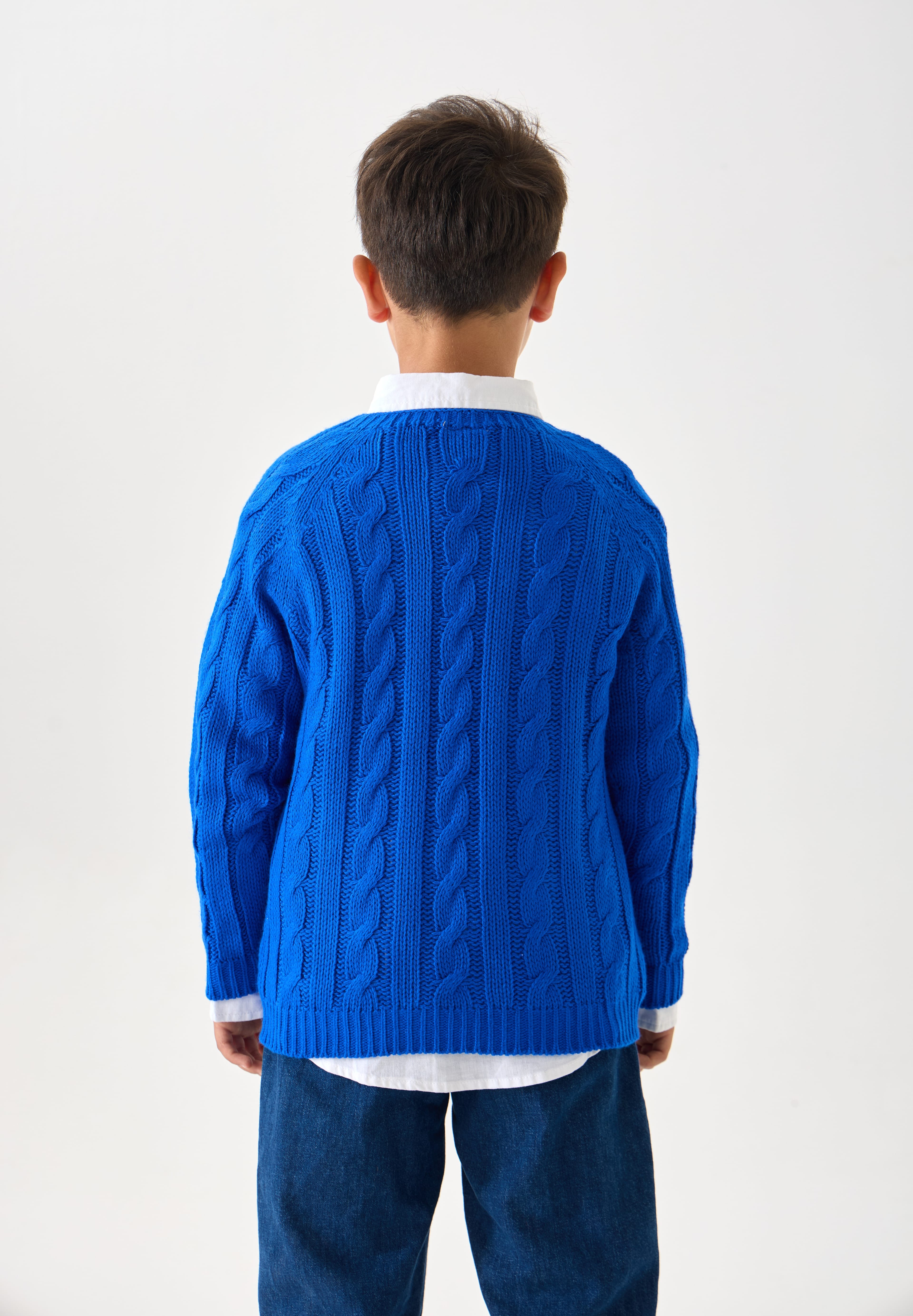 Unisex Çocuk Triko Kazak - Rahat Kesim ve Günlük Kullanıma Uygun Tasarım - Sax