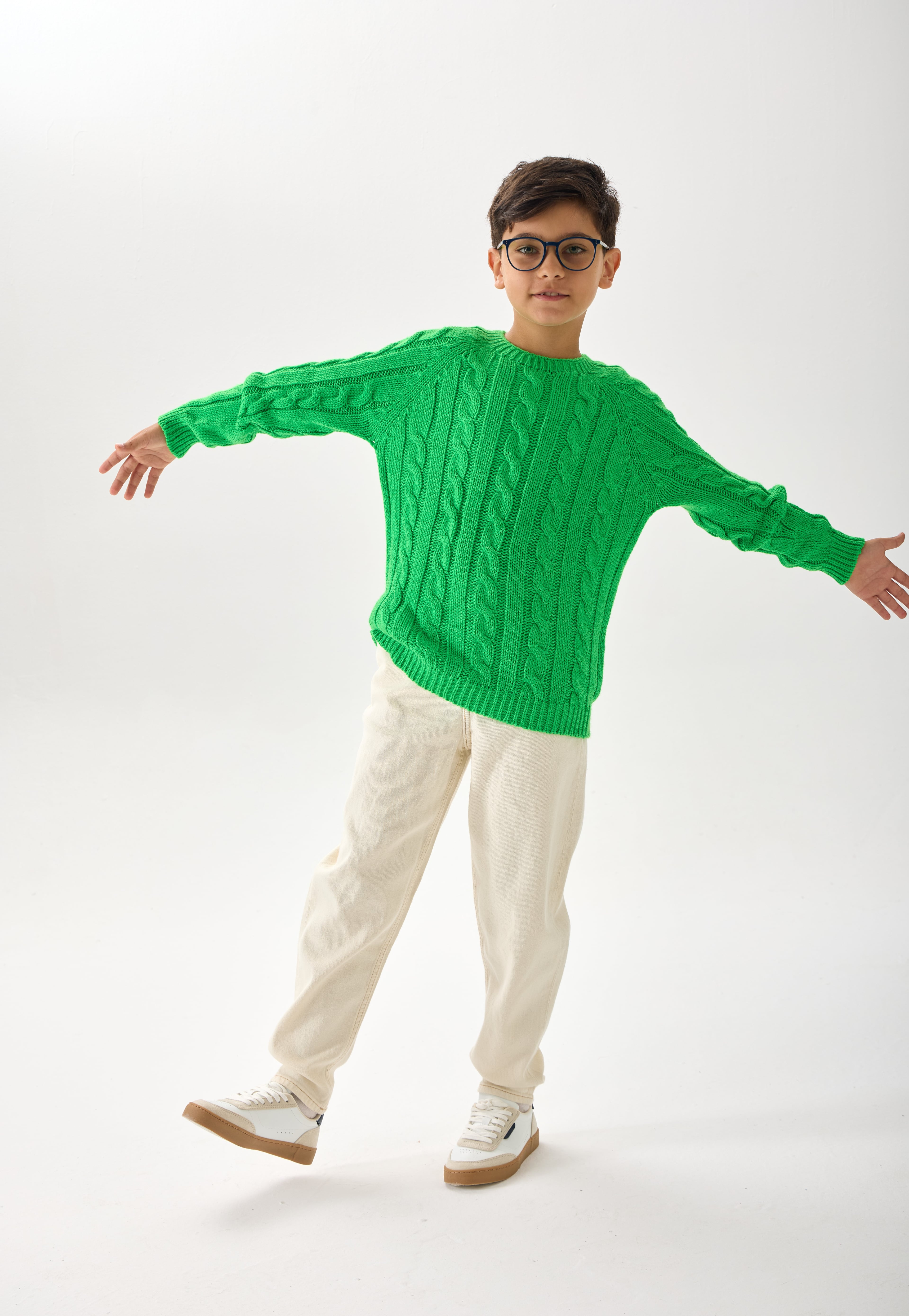 Unisex Çocuk Triko Kazak - Rahat Kesim ve Günlük Kullanıma Uygun Tasarım - Yeşil