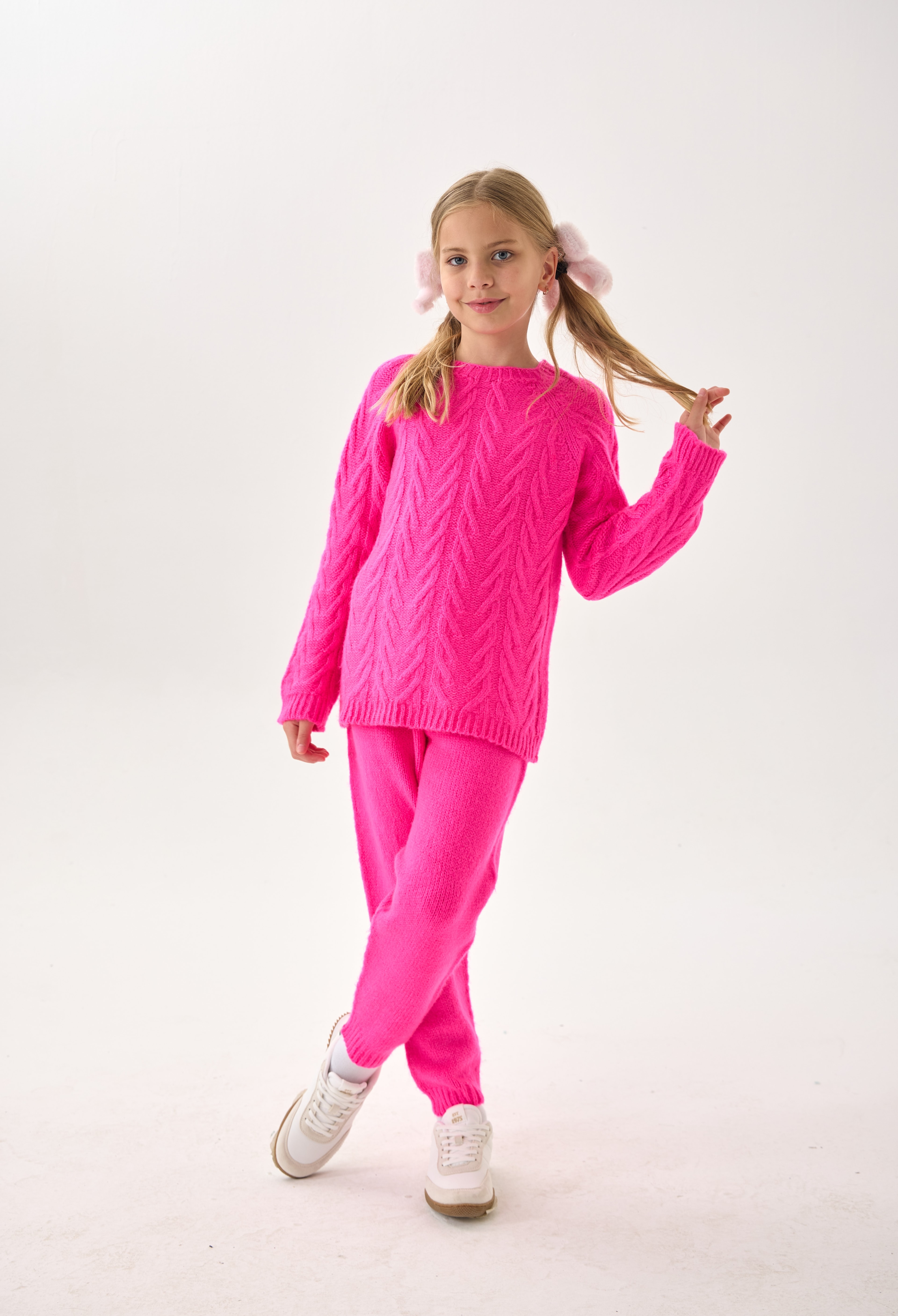  Unisex Çocuk İkili Takım – Triko Kazak ve Alt / Rahat Kalıp - Pembe