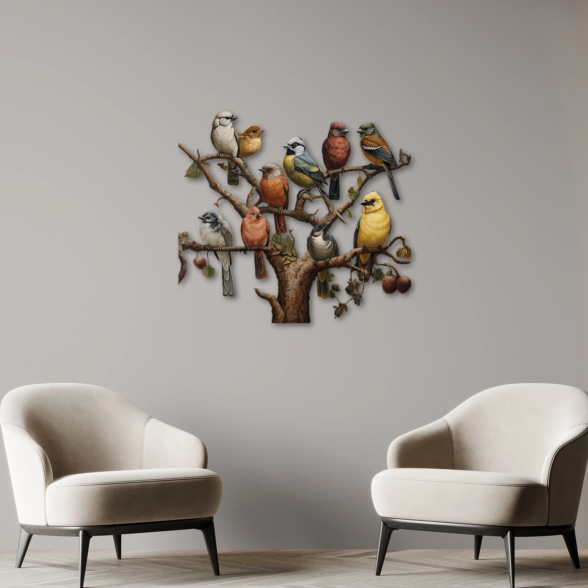 AĞAÇ DALLARINDAKİ KUŞ AİLE