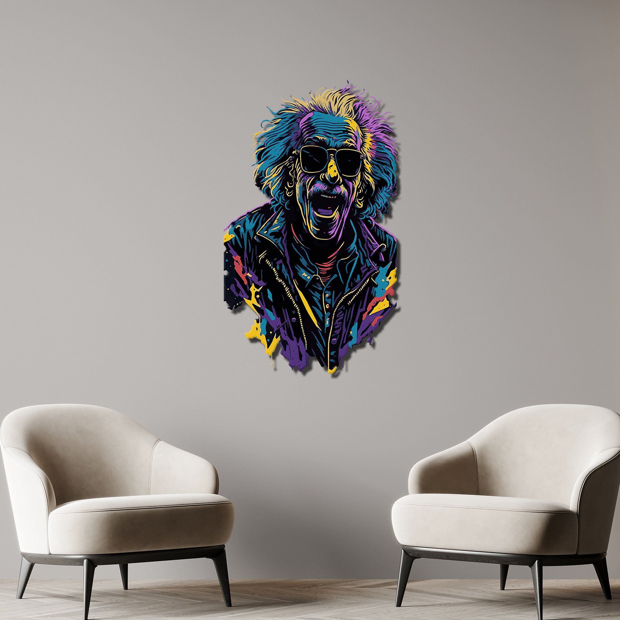 Albert Einstein Renkli Metal Tablo