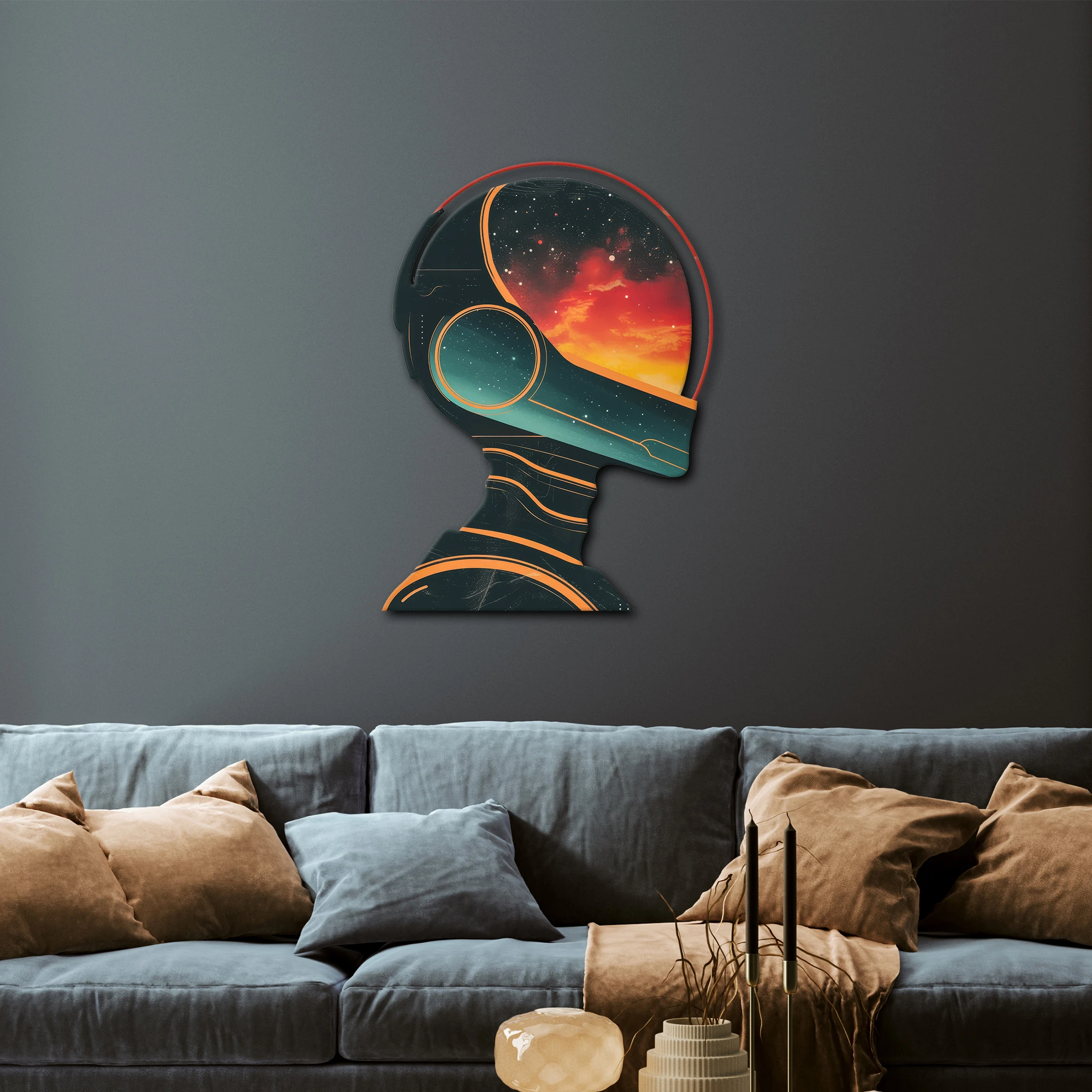 Retro Astronot Metal Tablo