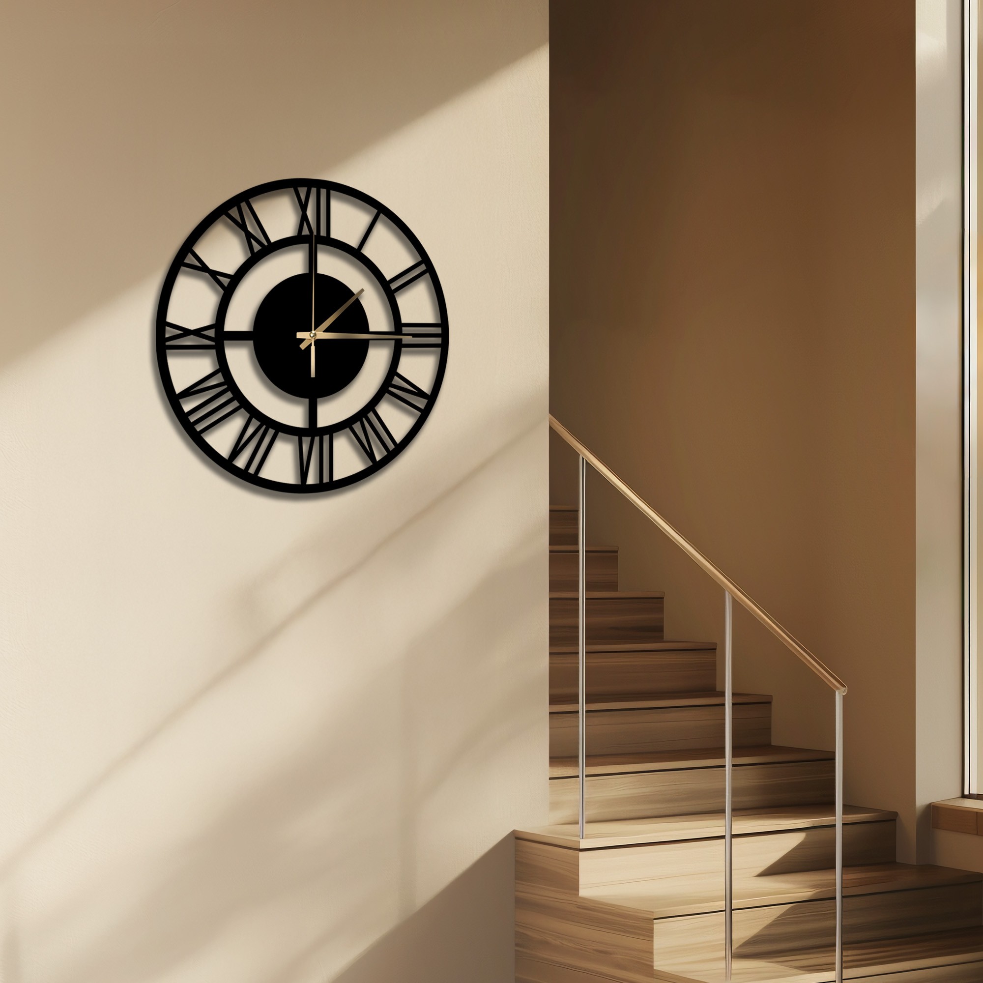 VİNTAGE ROMA RAKAMLI METAL DUVAR SAATİ