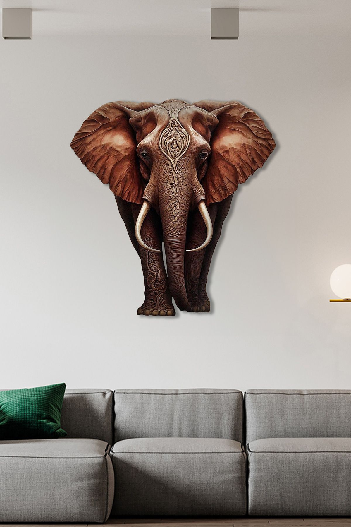 Kızıl Fil Renkli Metal Tablo