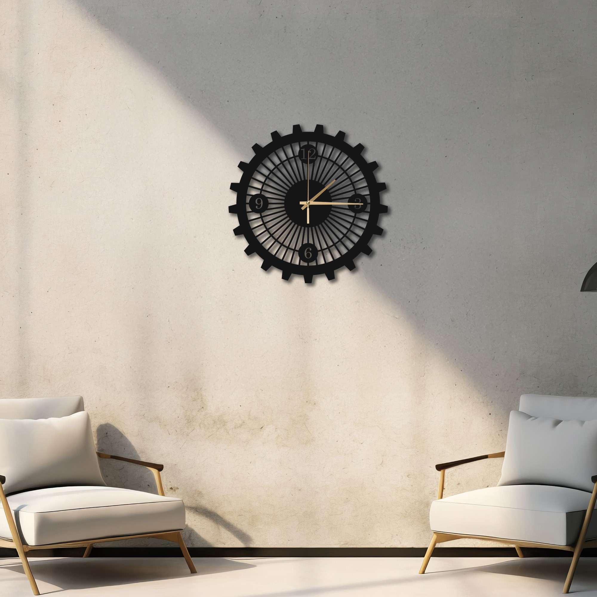 MODERN DİŞLİ ÇARK METAL DUVAR SAATİ