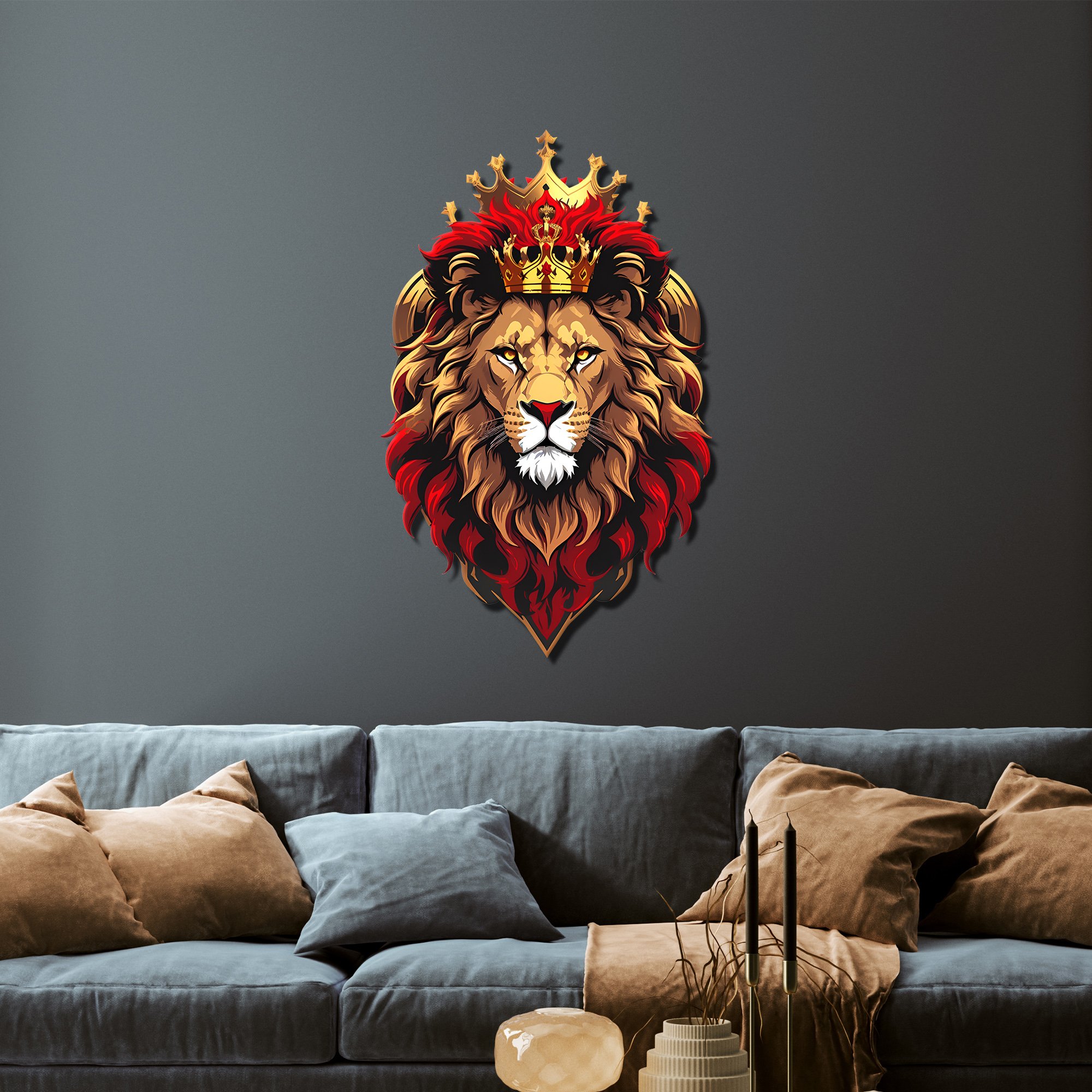 King Lion Renkli Metal Tablo