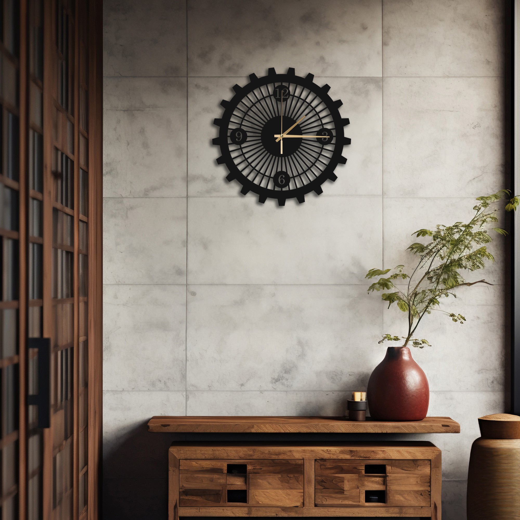 MODERN DİŞLİ ÇARK METAL DUVAR SAATİ