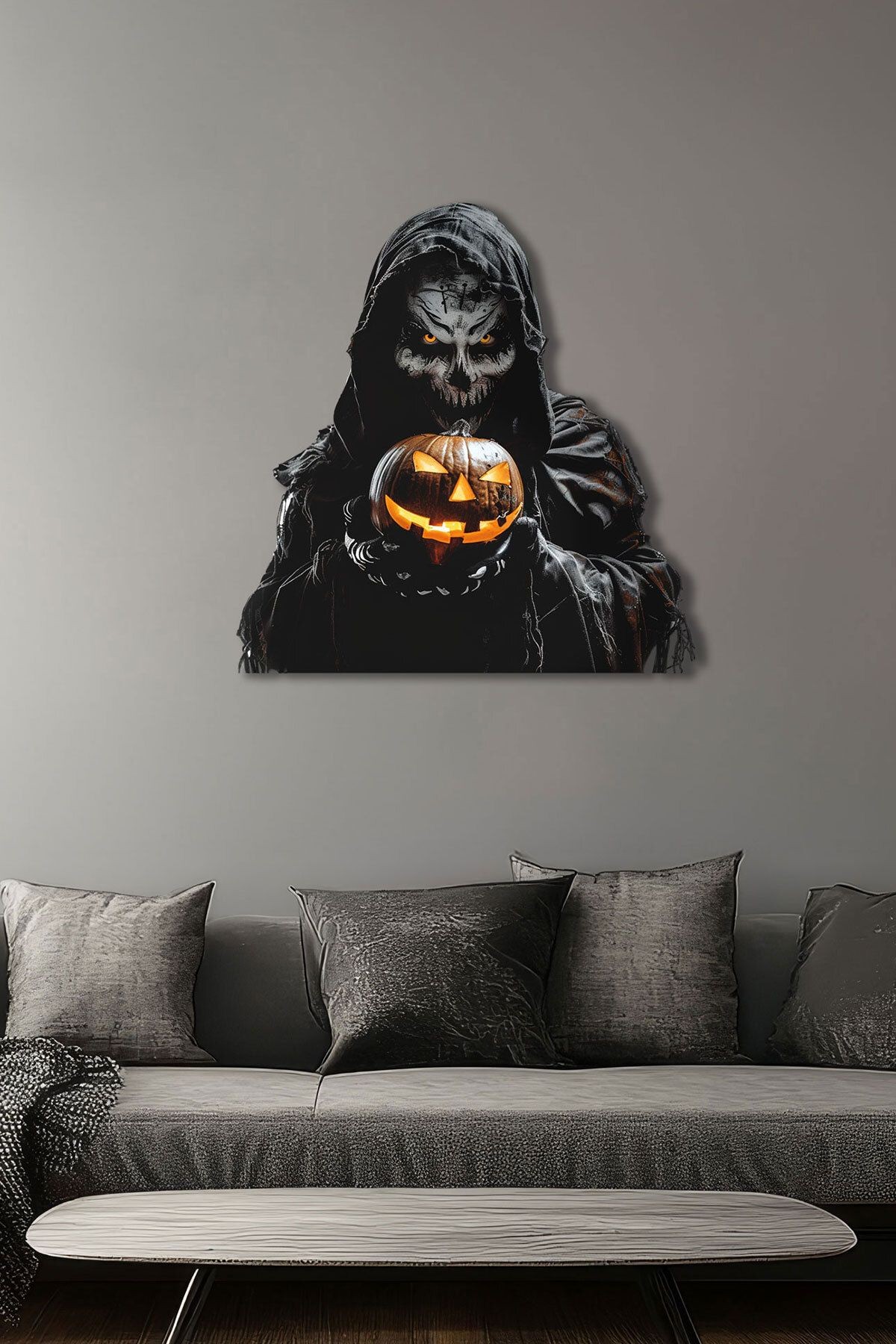 Halloween Korkunç Işıklı Metal Tablo