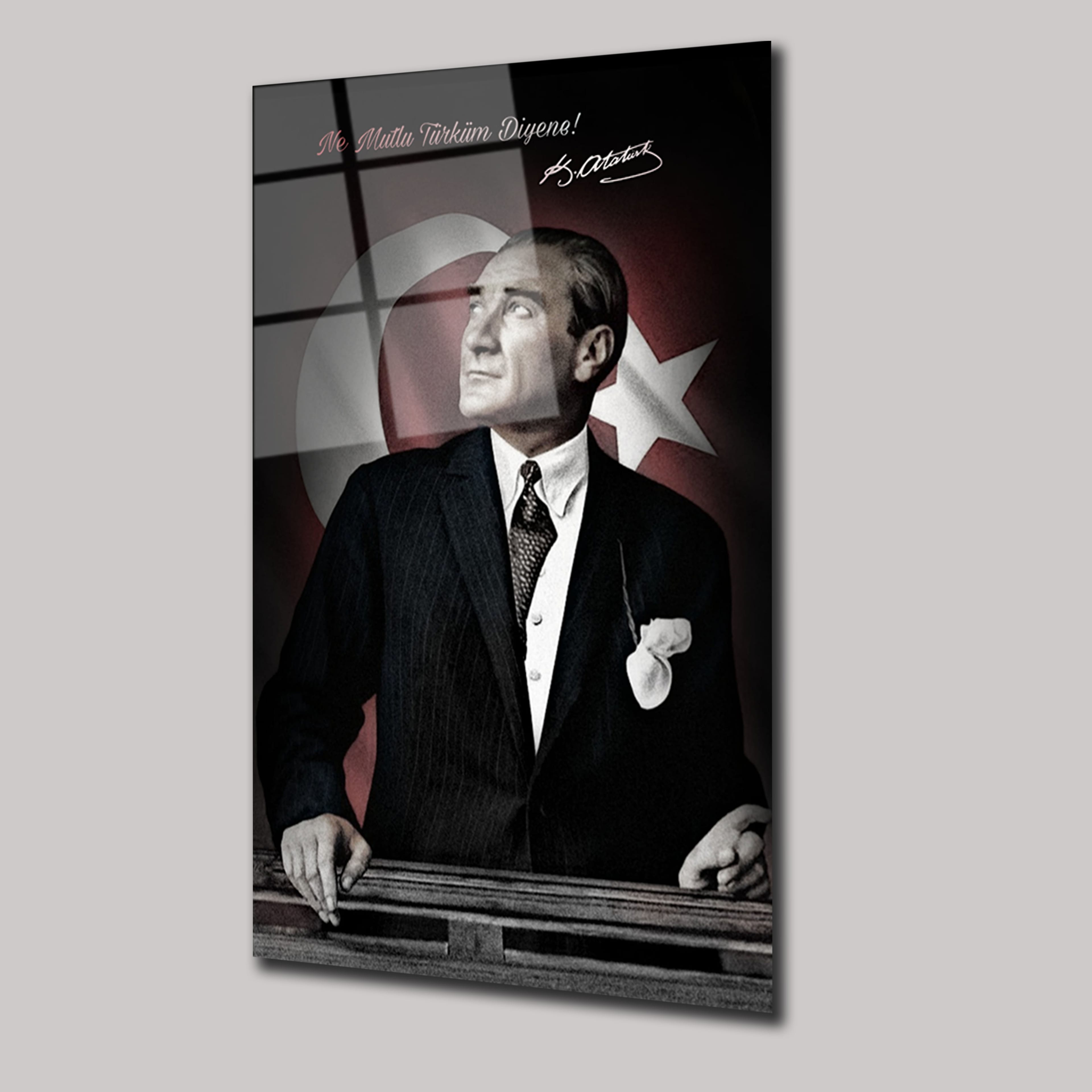 ATATÜRK - NE MUTLU TÜRKÜM DİYENE - CAM TABLO - DEG0286