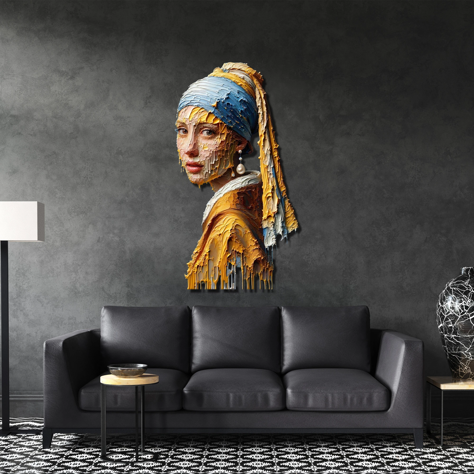 İnci Küpeli Kız Metal Tablo