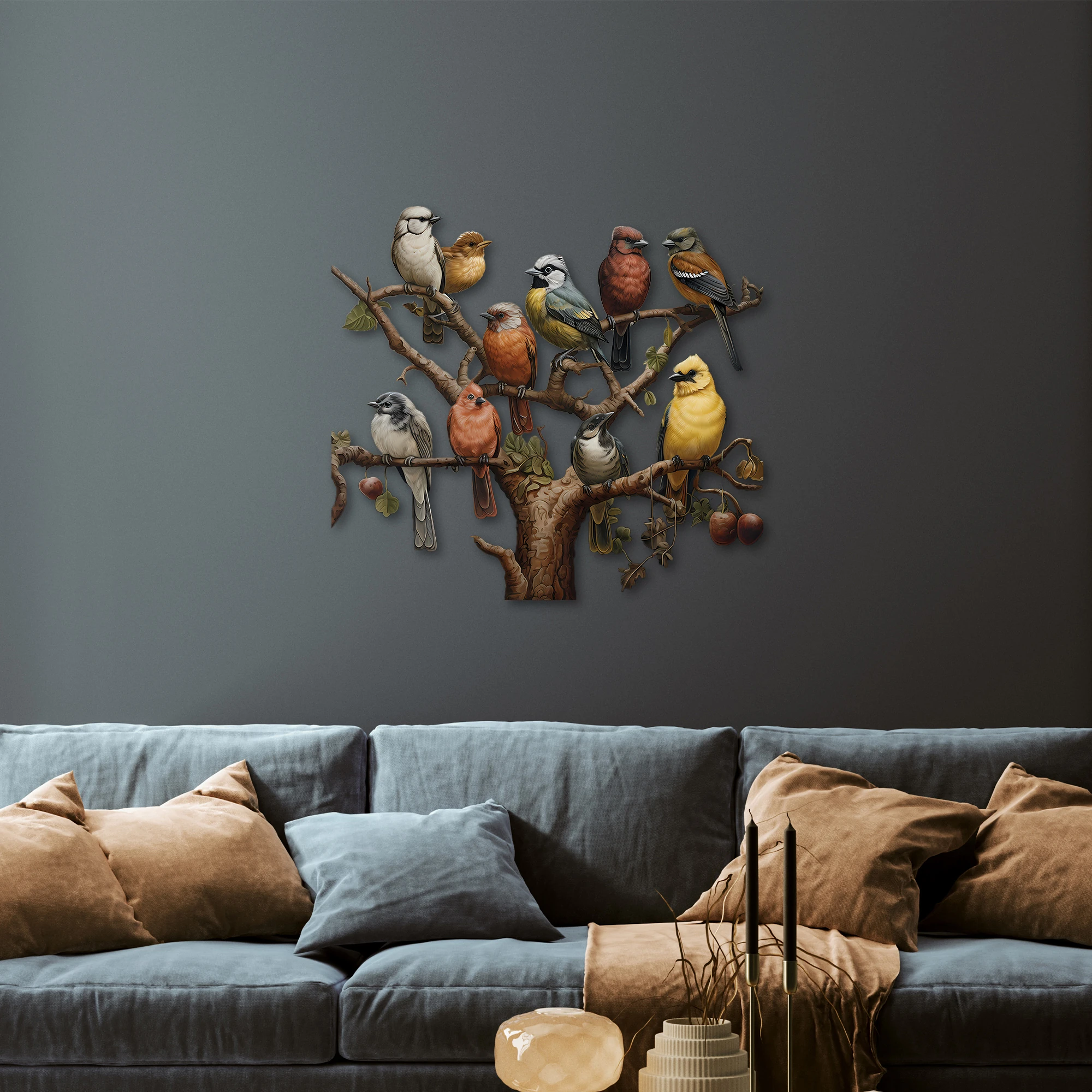 AĞAÇ DALLARINDAKİ KUŞ AİLE