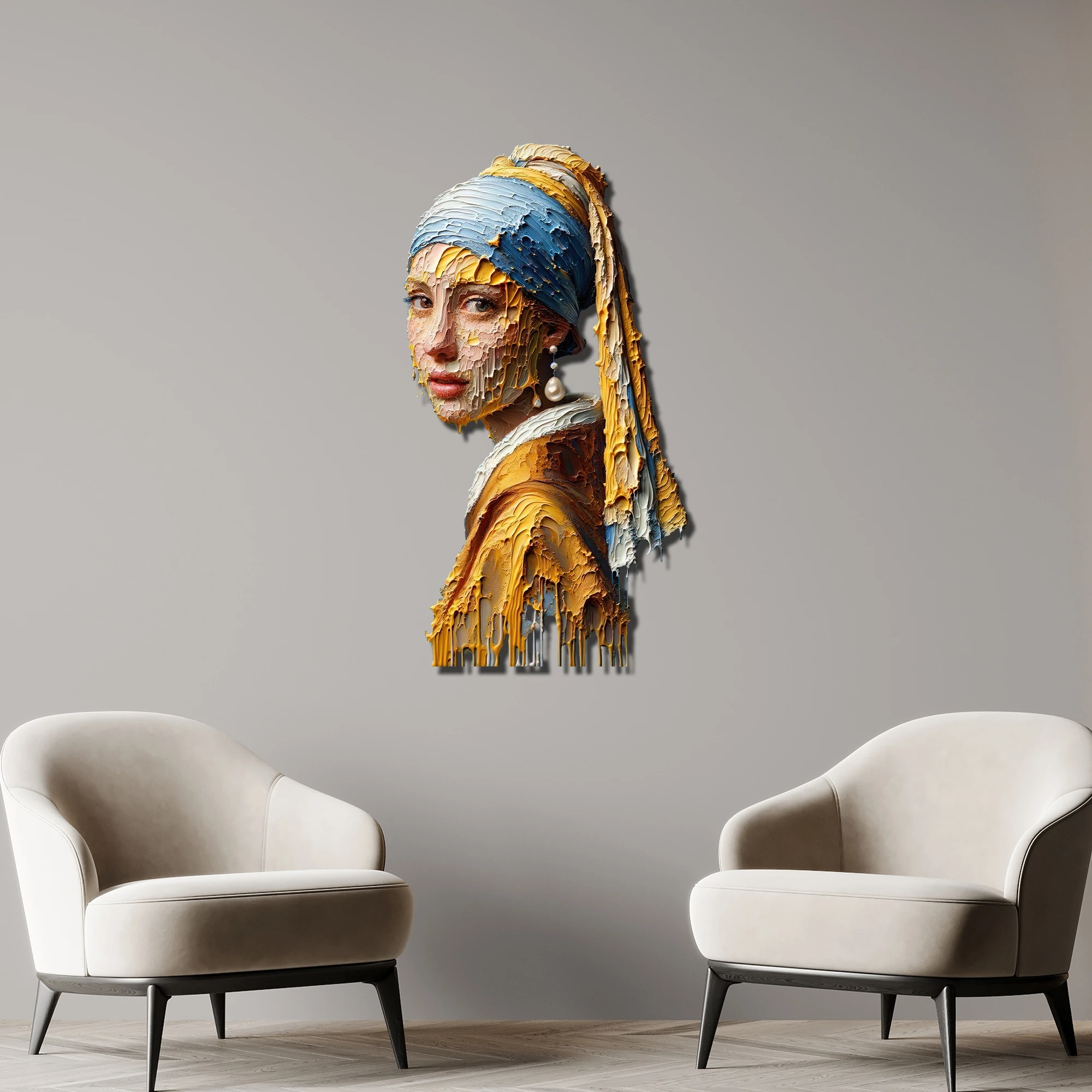 İnci Küpeli Kız Metal Tablo