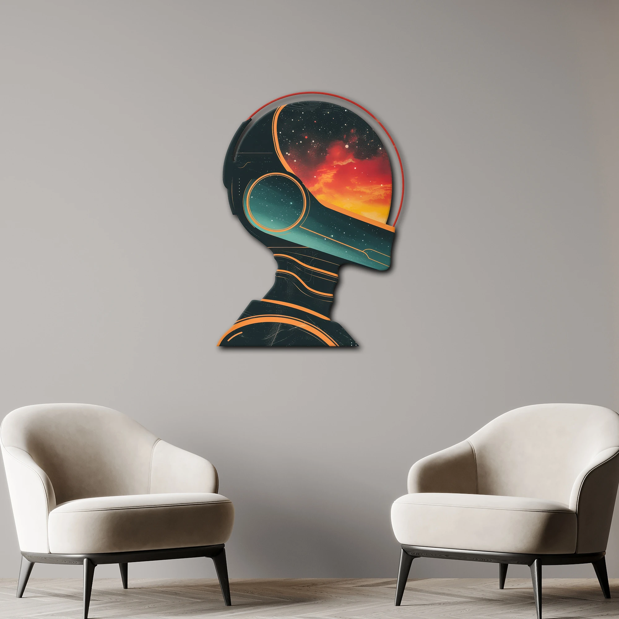 Retro Astronot Metal Tablo