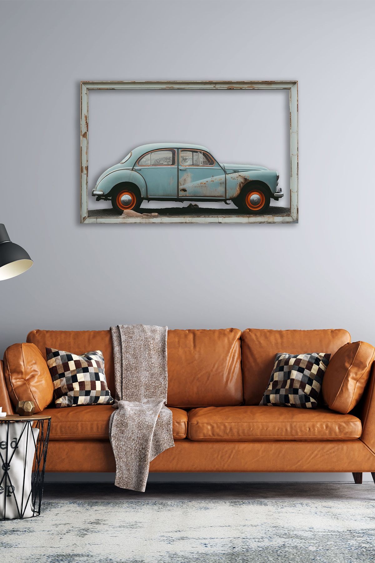 Vintage Araba Metal Tablo - Retro Şıklık ve Zarafet