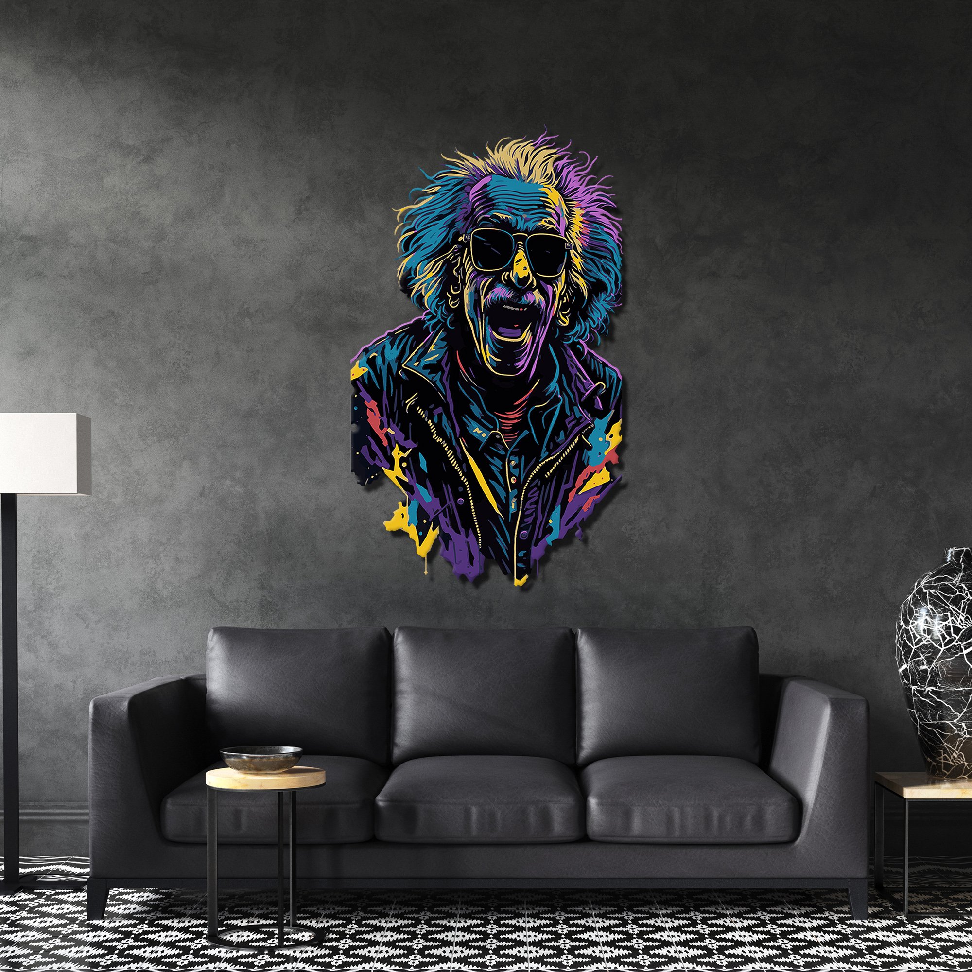 Albert Einstein Renkli Metal Tablo