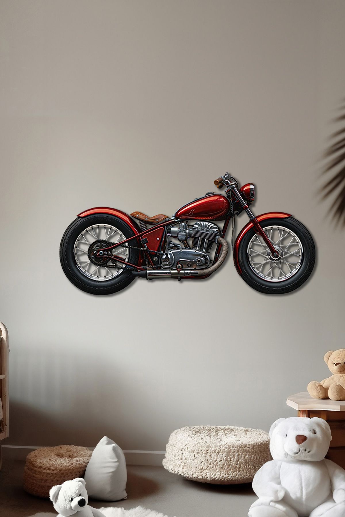 Kırmızı Motor Renkli Metal Tablo
