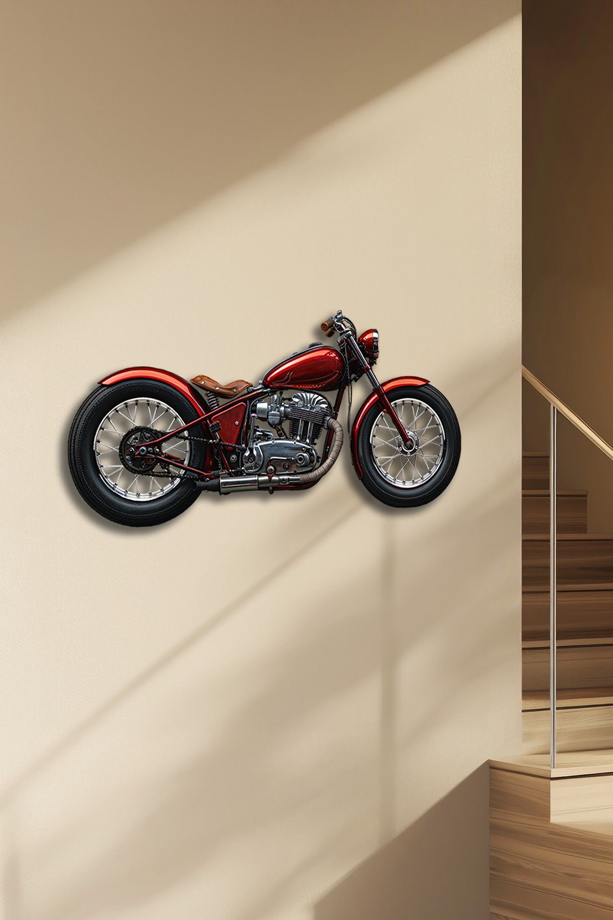 Kırmızı Motor Renkli Metal Tablo