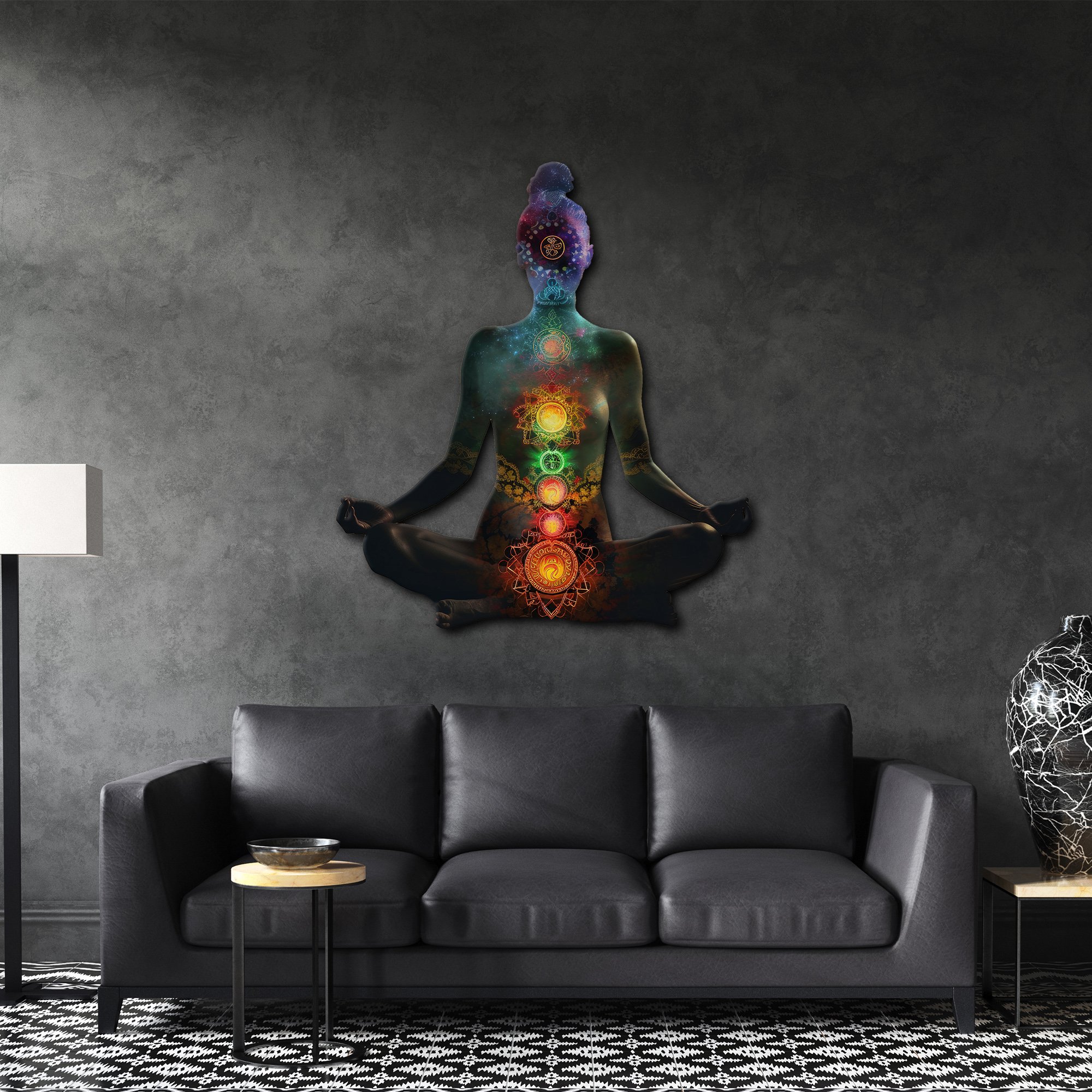 Meditasyon Yapan Kadın Metal Tablo