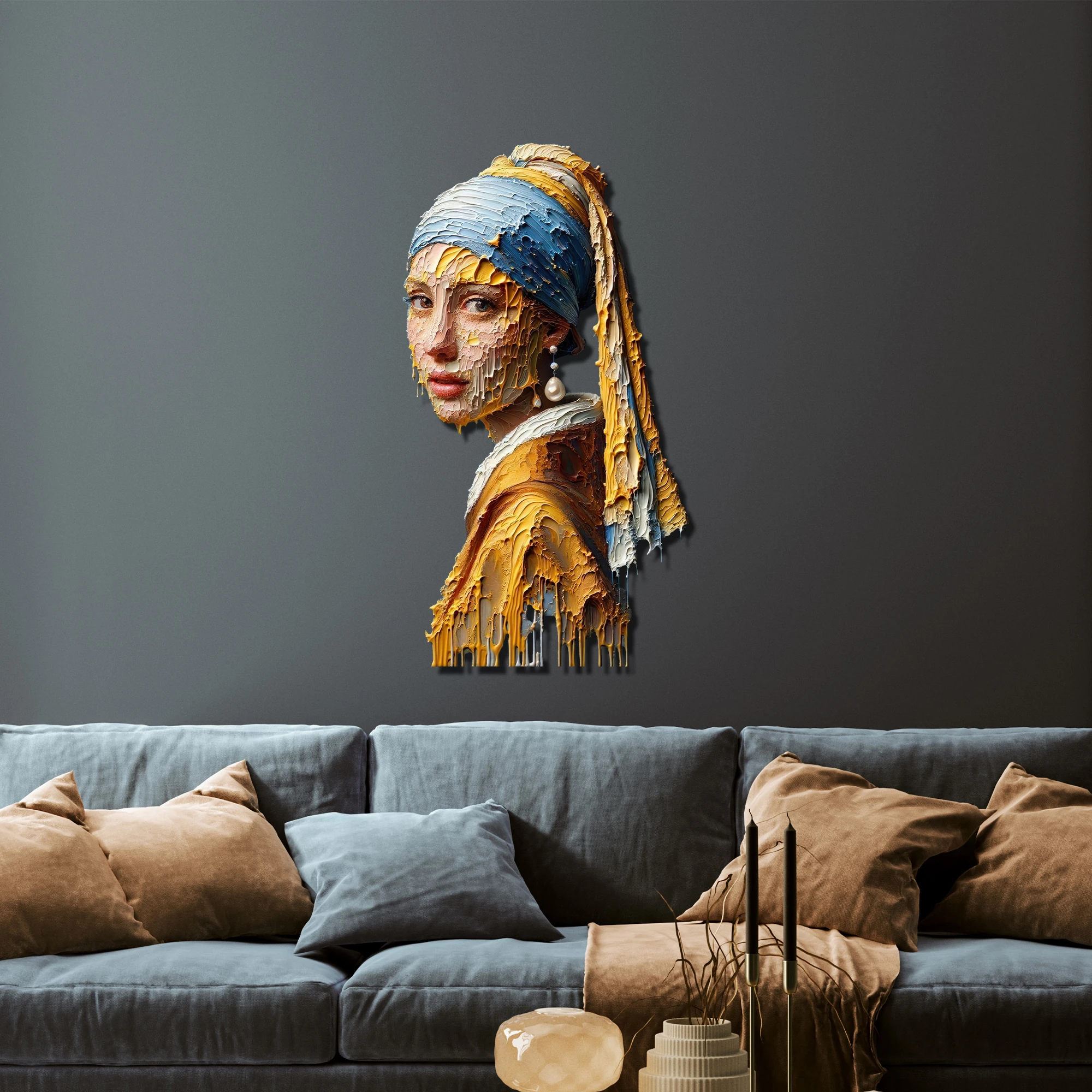 İnci Küpeli Kız Metal Tablo