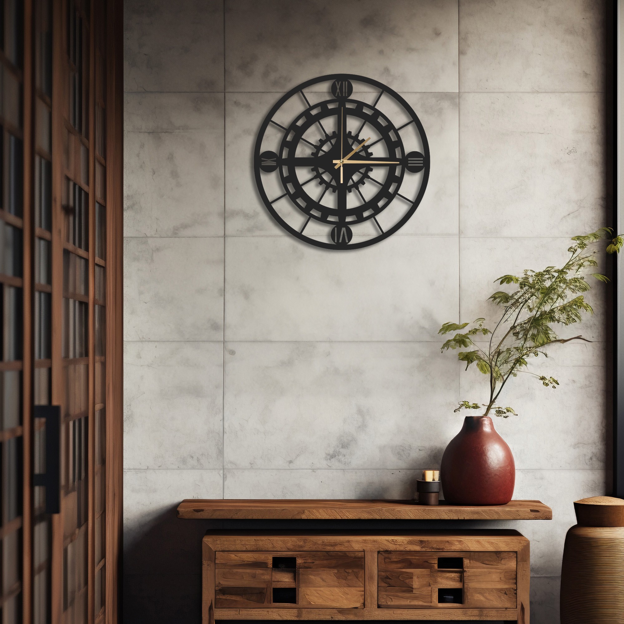 ROMA MEKANİK SERİSİ METAL DUVAR SAATİ