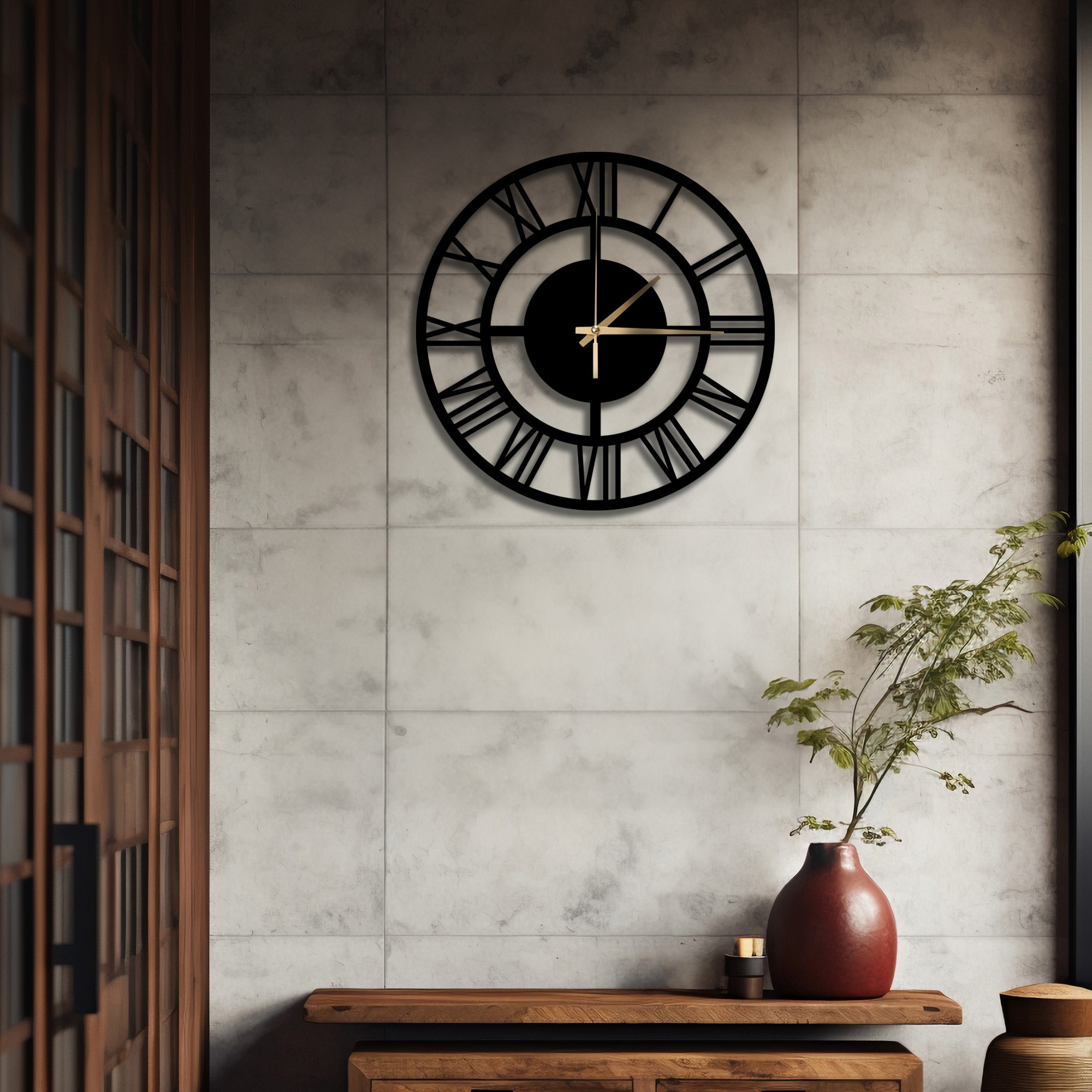 VİNTAGE ROMA RAKAMLI METAL DUVAR SAATİ