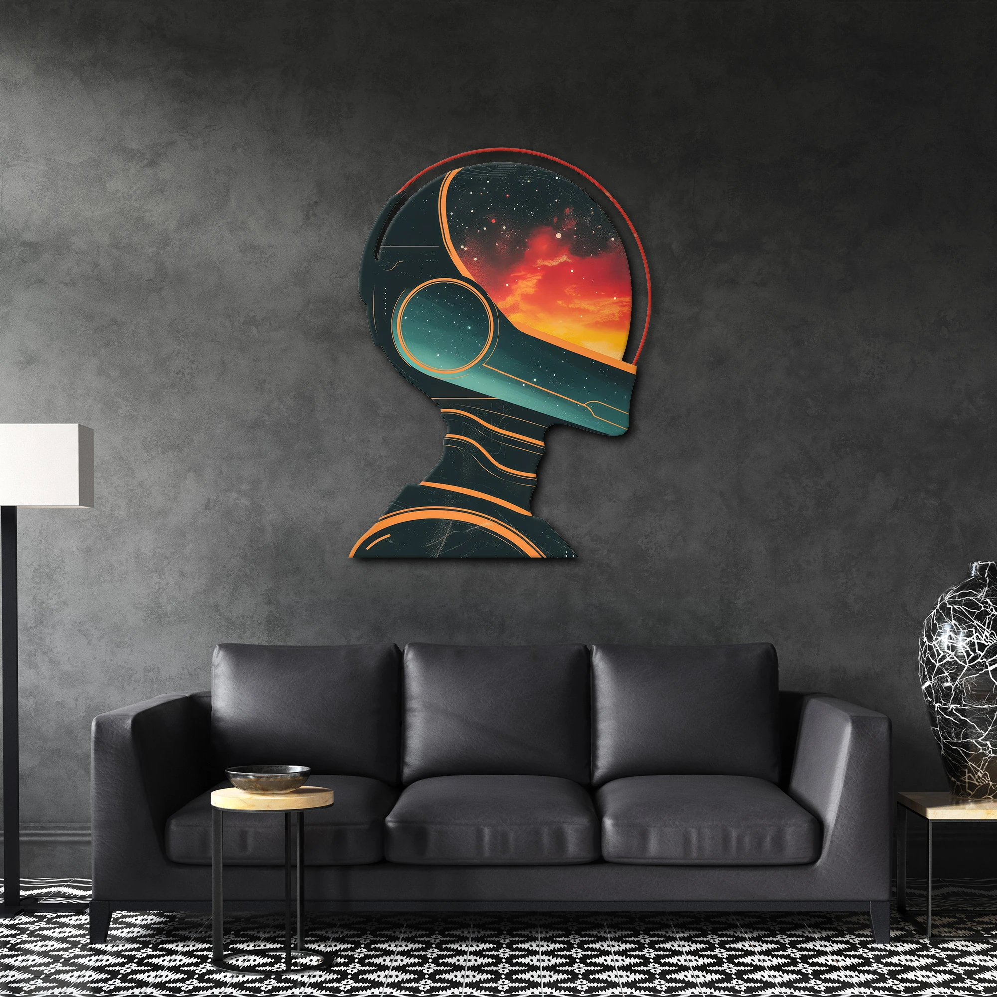 Retro Astronot Metal Tablo